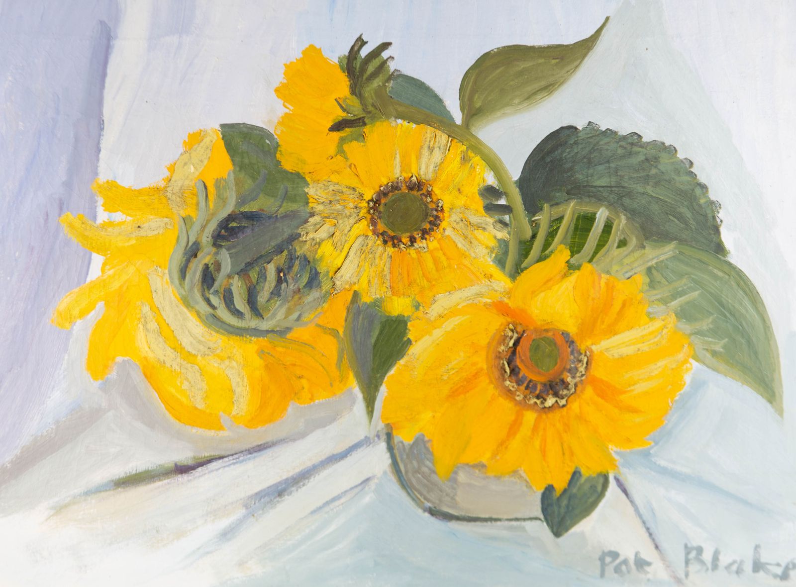 Pat Blake   20th Century Oil, Still Life Of Sunflowers photo furniture