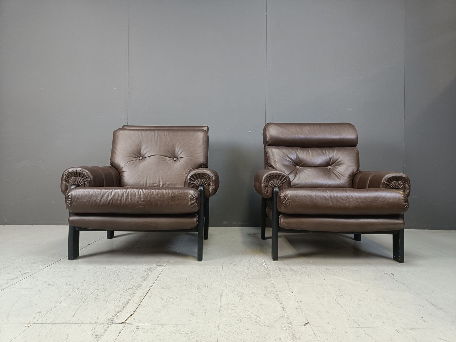 Pair Of Leather Armchairs Made In Denmark, 1960s photo vinterior
