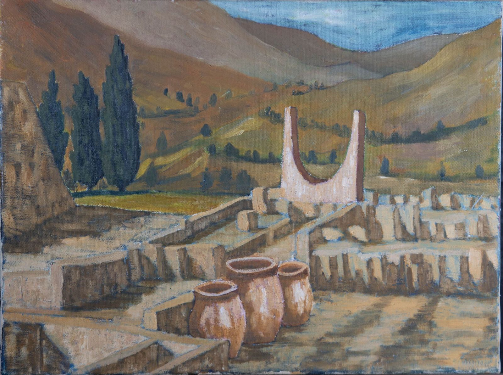 20th Century Oil   Ancient Ruins Of Knossos, Minoan City, Crete photo furniture