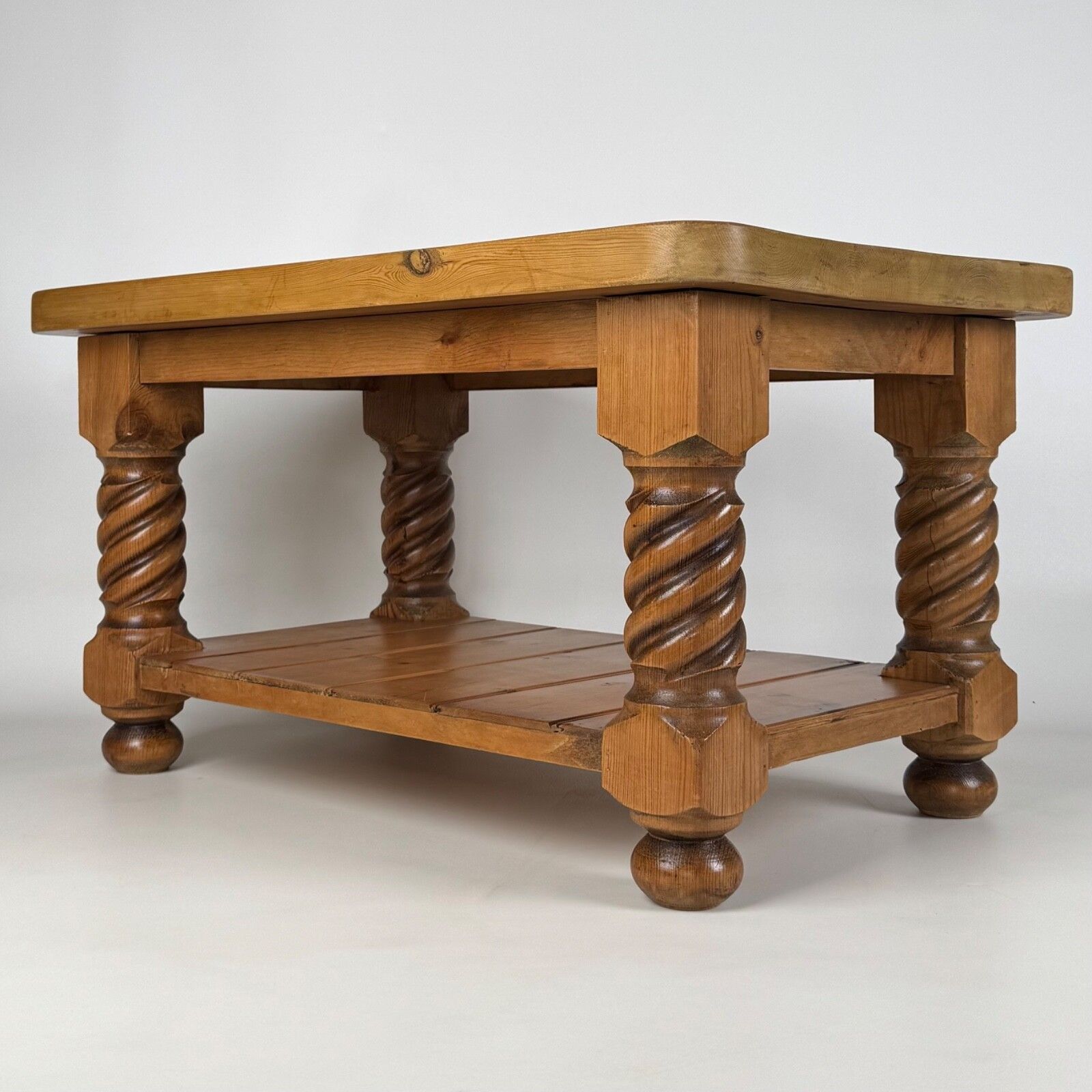 Vintage 20th Century Barley Twist Coffee Table In Pine photo furniture