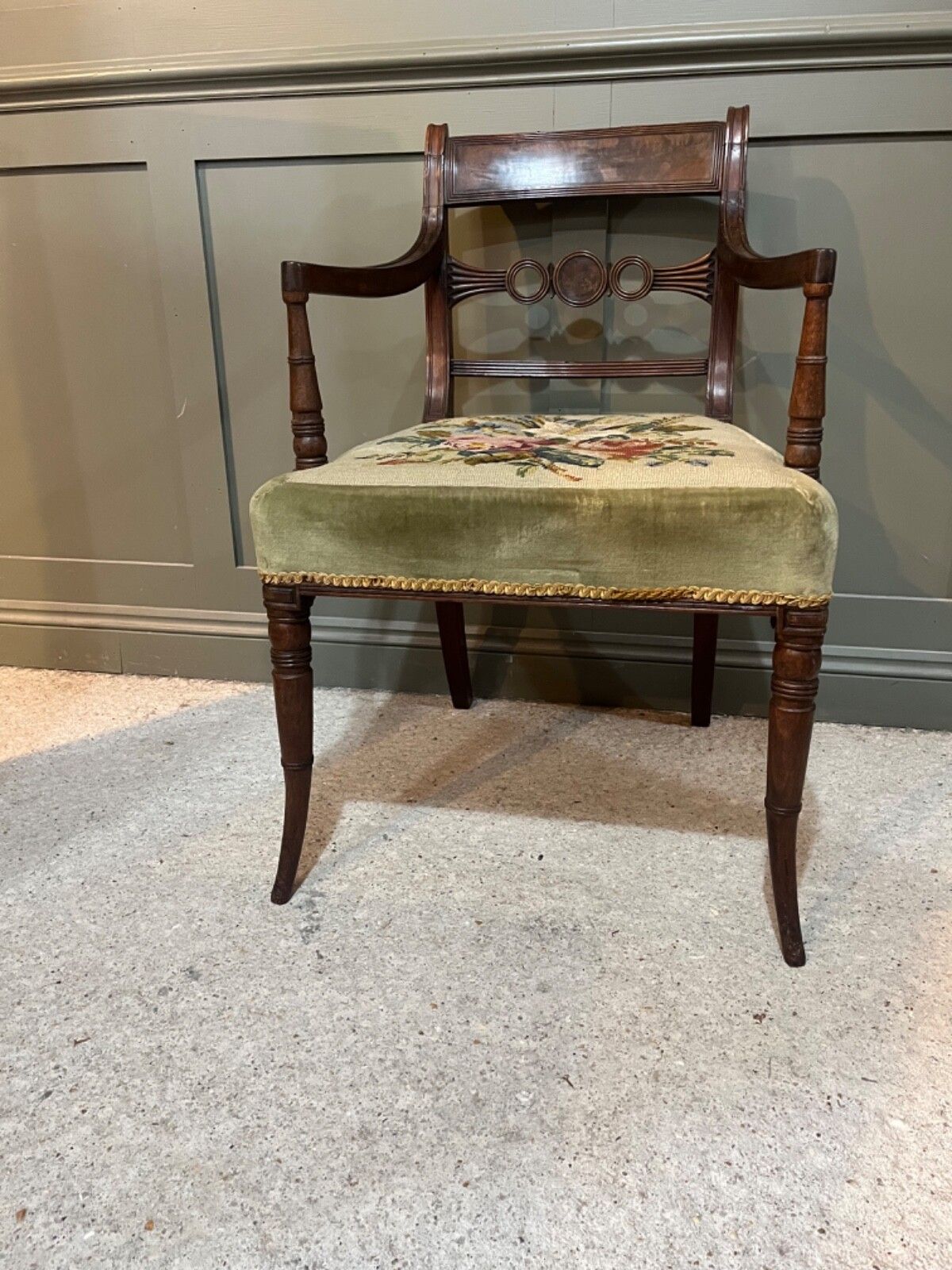 Antique Carver Chair Circa Late 1700’s Tapestry Upholstery Georgian Chair photo vintage