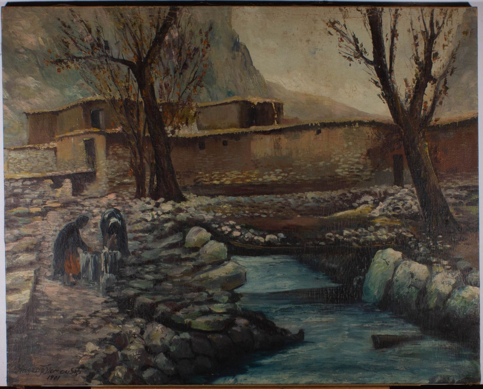 Mazay Jimouski   1961 Oil, Washing By The River photo furniture