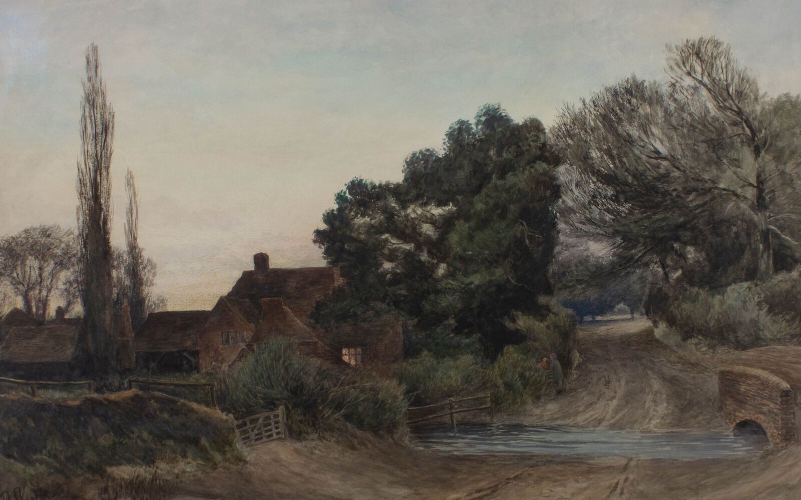 William Paton Burton (1828 1883)   Large Watercolour, The Farm By The Ford photo furniture