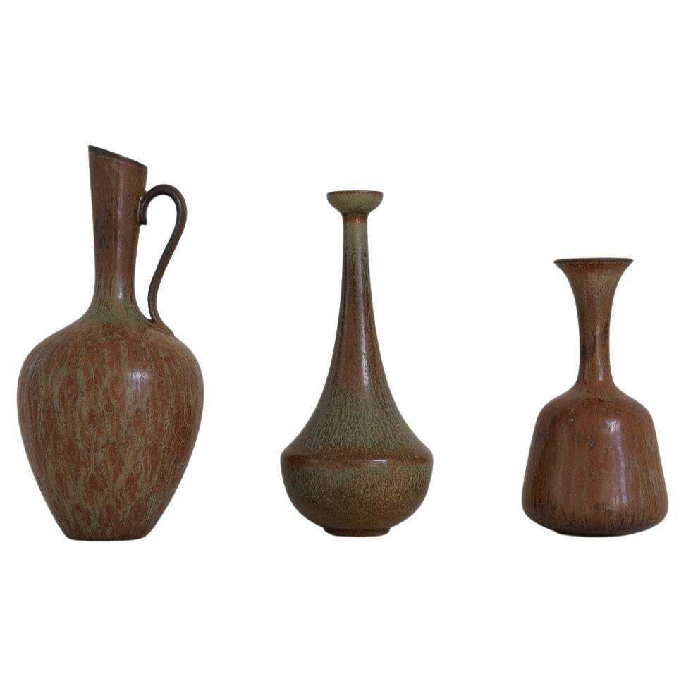 Collection Of 3 Ceramic Vessels By Gunnar Nylund Rörstrand Sweden, 1950s