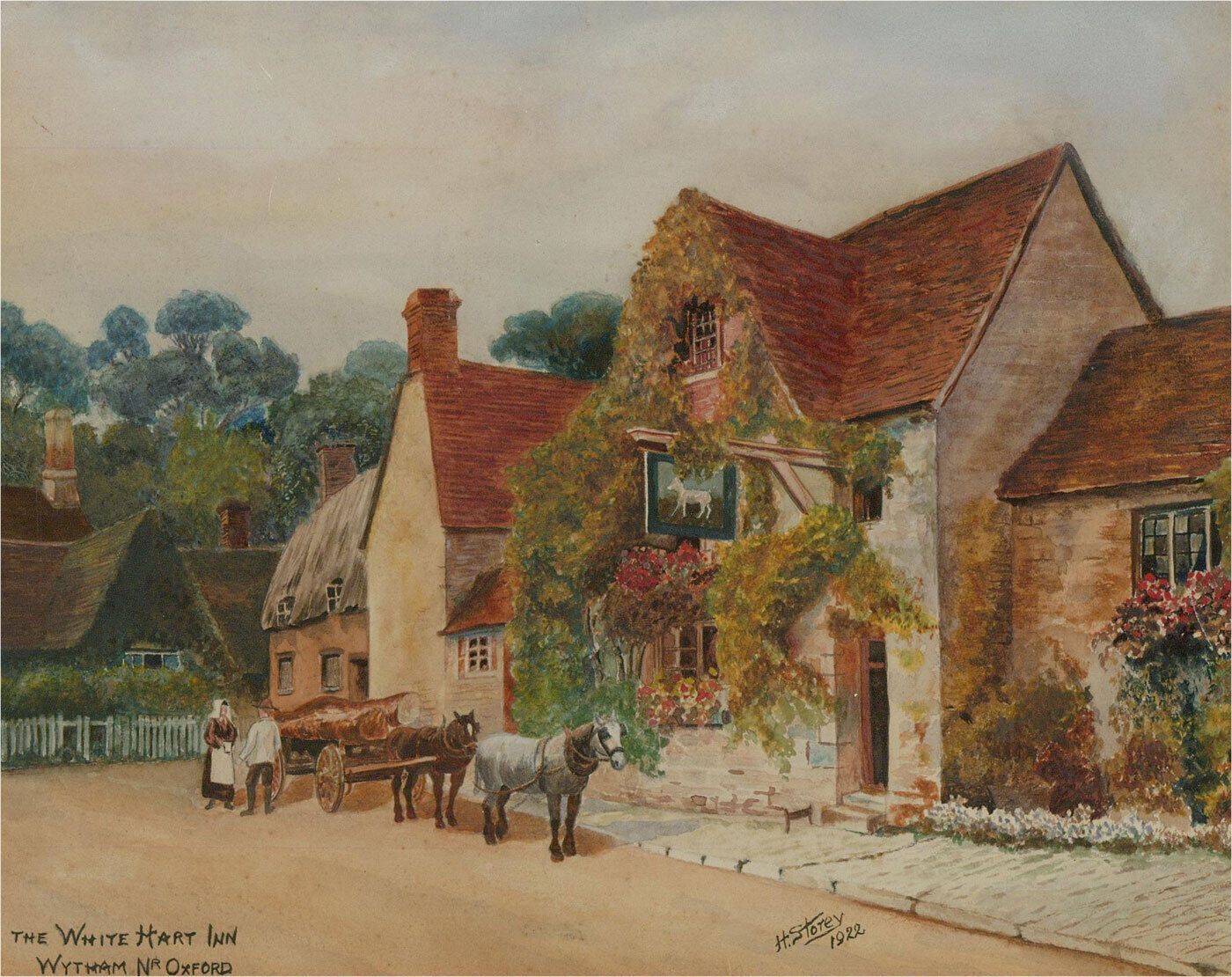 H. Storey   1922 Watercolour, The White Hart Inn photo furniture