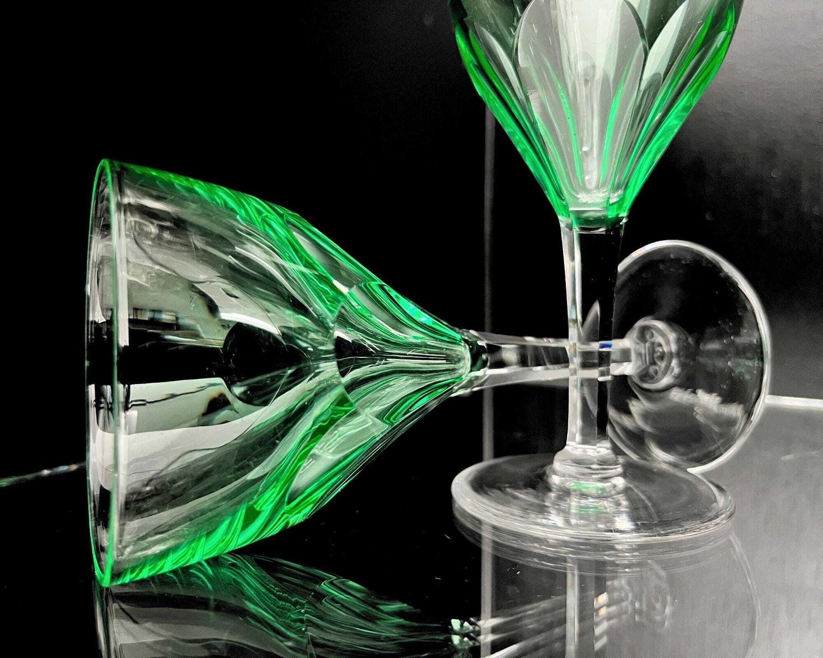 Uranium Cordial Glas | 5 Stuks | Anna Green | Val Saint Lambert | Ca. 1920–1930 photo vinterior