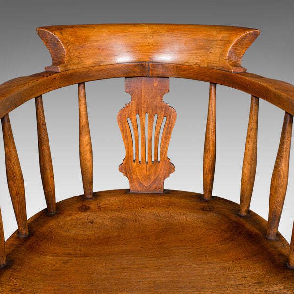 photo furniture Antique Captain's Chair, English Beech, Home Office, Elbow Seat, Victorian, 1870