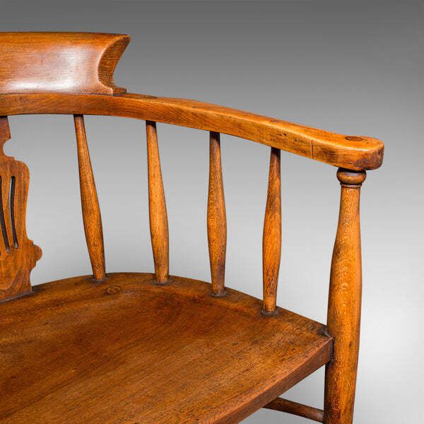 photo for sale Antique Captain's Chair, English Beech, Home Office, Elbow Seat, Victorian, 1870