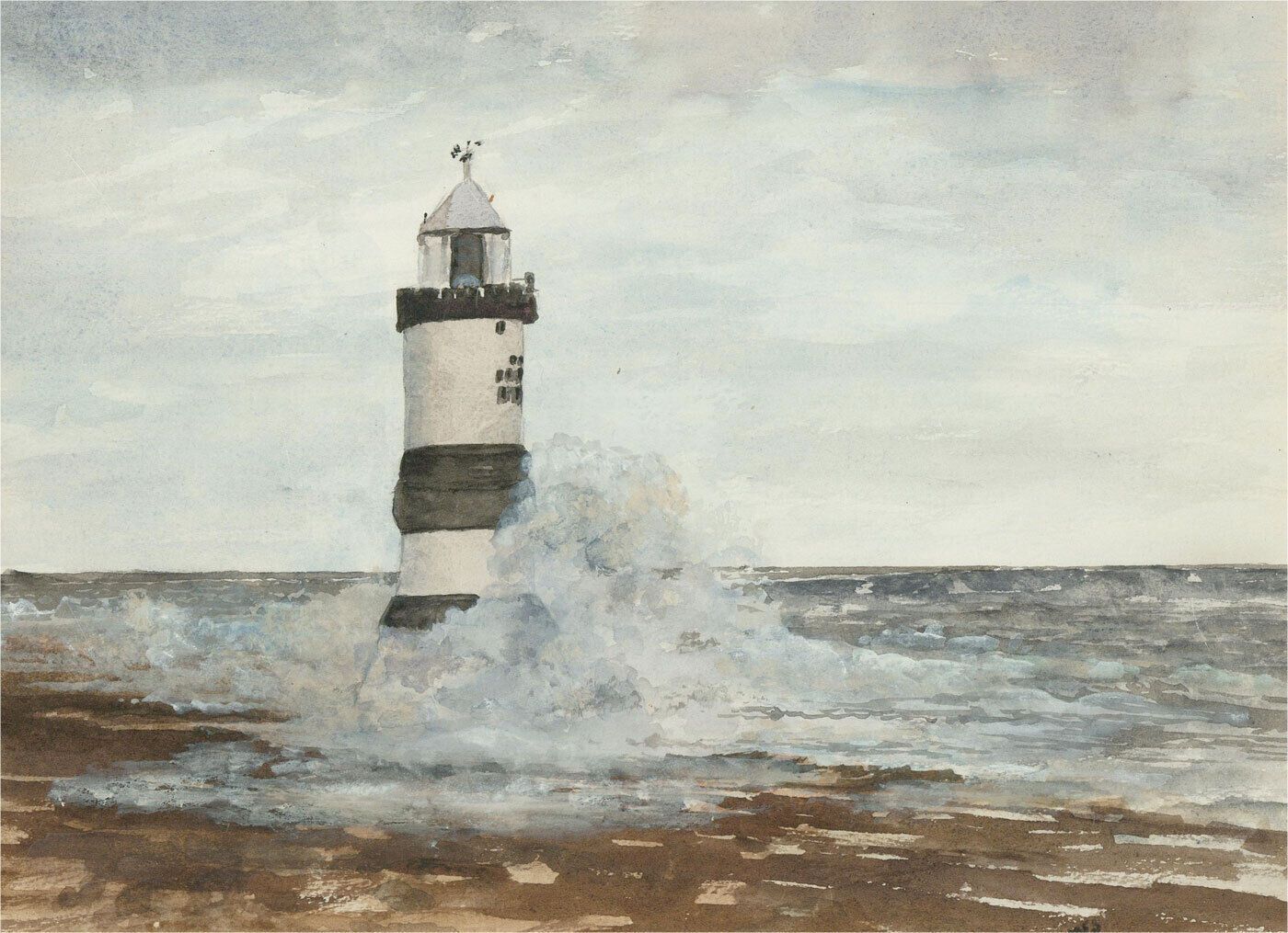 M. F. S   Contemporary Watercolour, Waves At The Lighthouse photo furniture