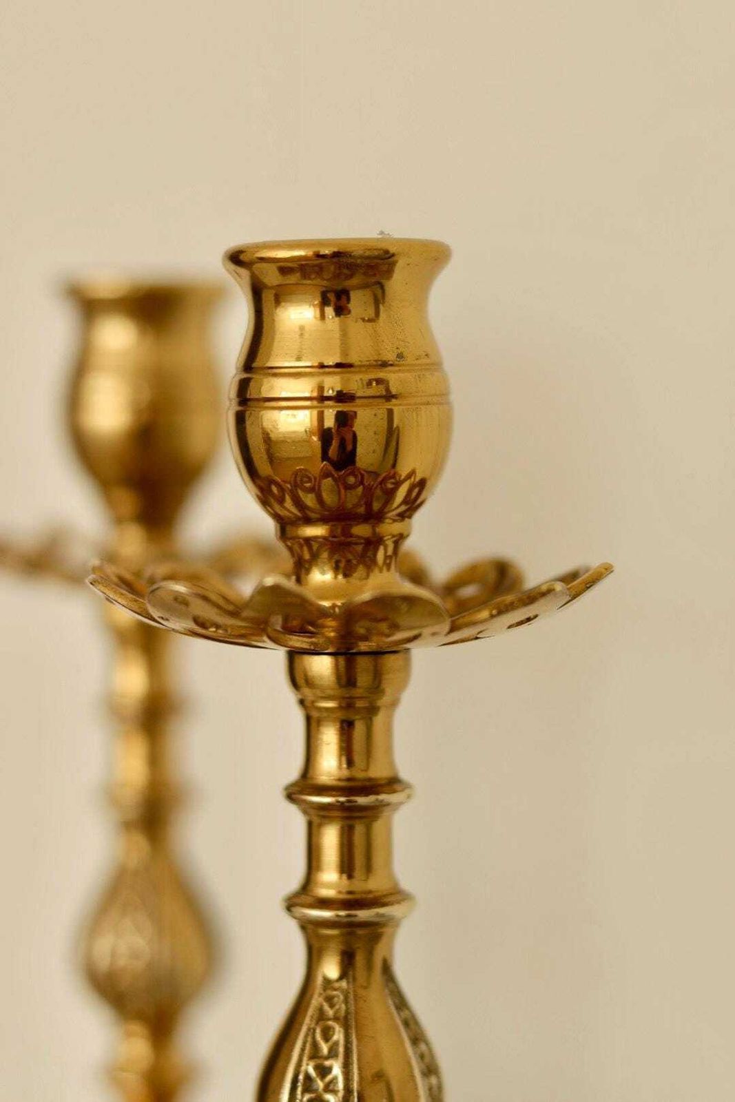 photo furniture Pair Of Mid Century Swedish Brass Candle Holders