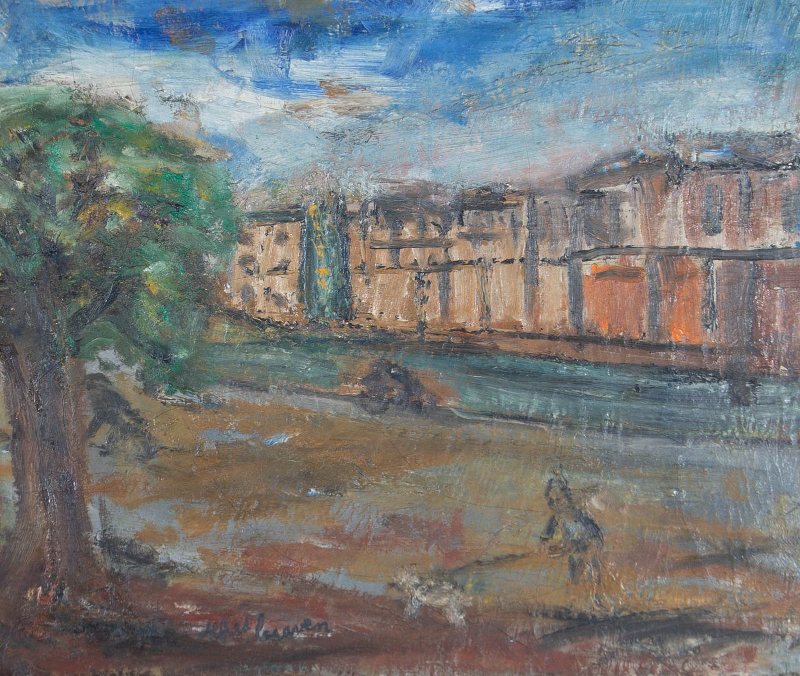 Alfred Graven   Mid 20th Century Oil, Street Scene photo furniture