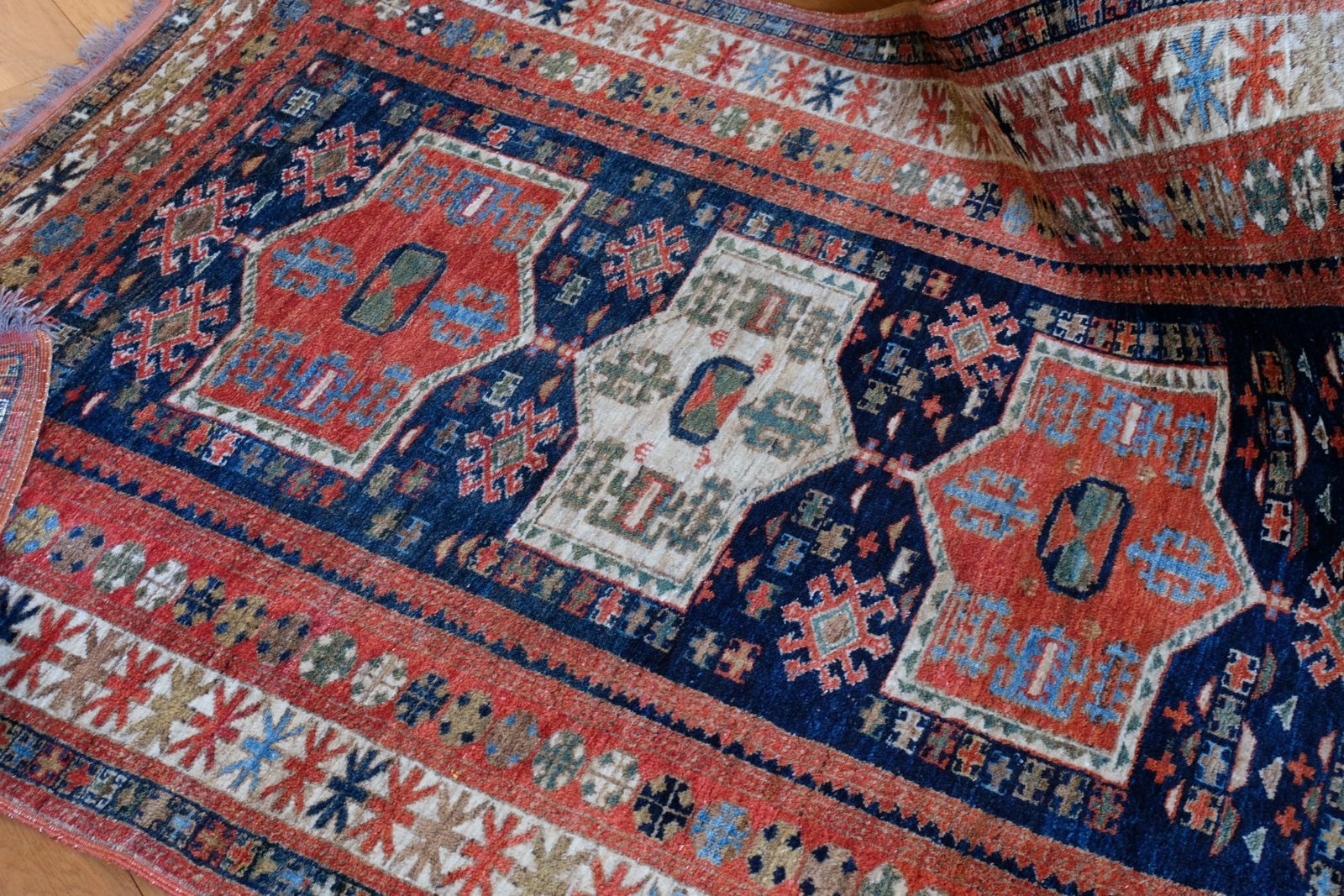 Caucasus Kazak Wool Rug With Shield Kazak Medallions photo furniture