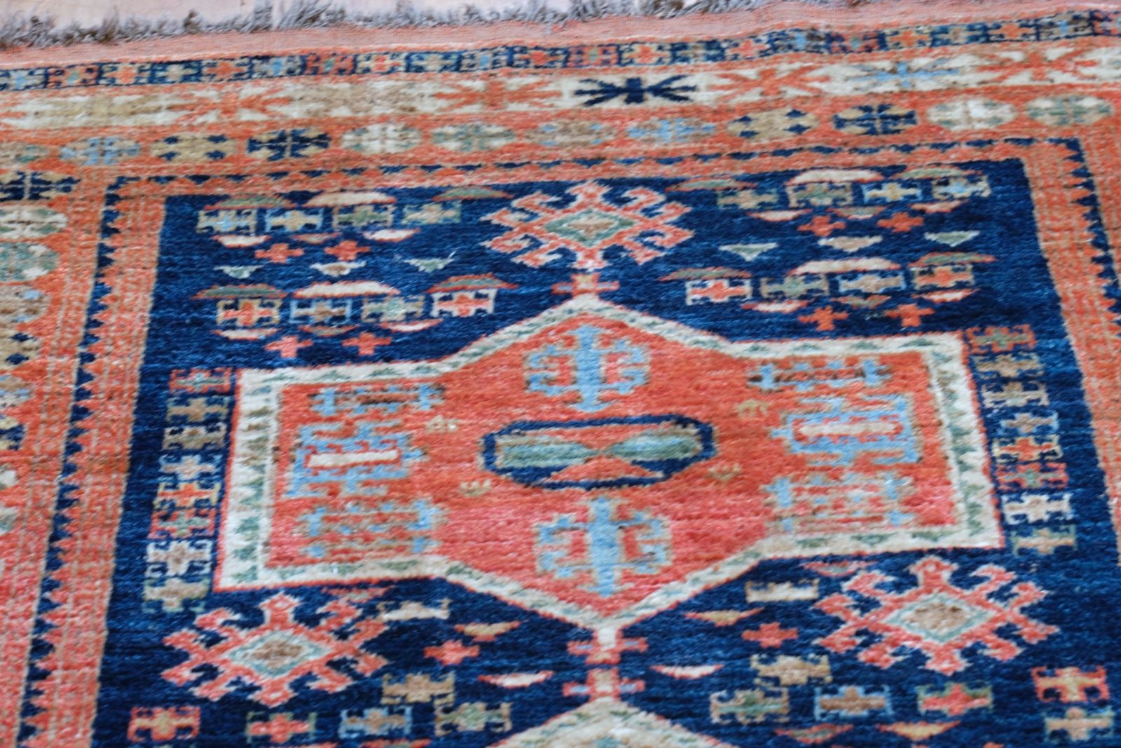 Caucasus Kazak Wool Rug With Shield Kazak Medallions photo 690.0