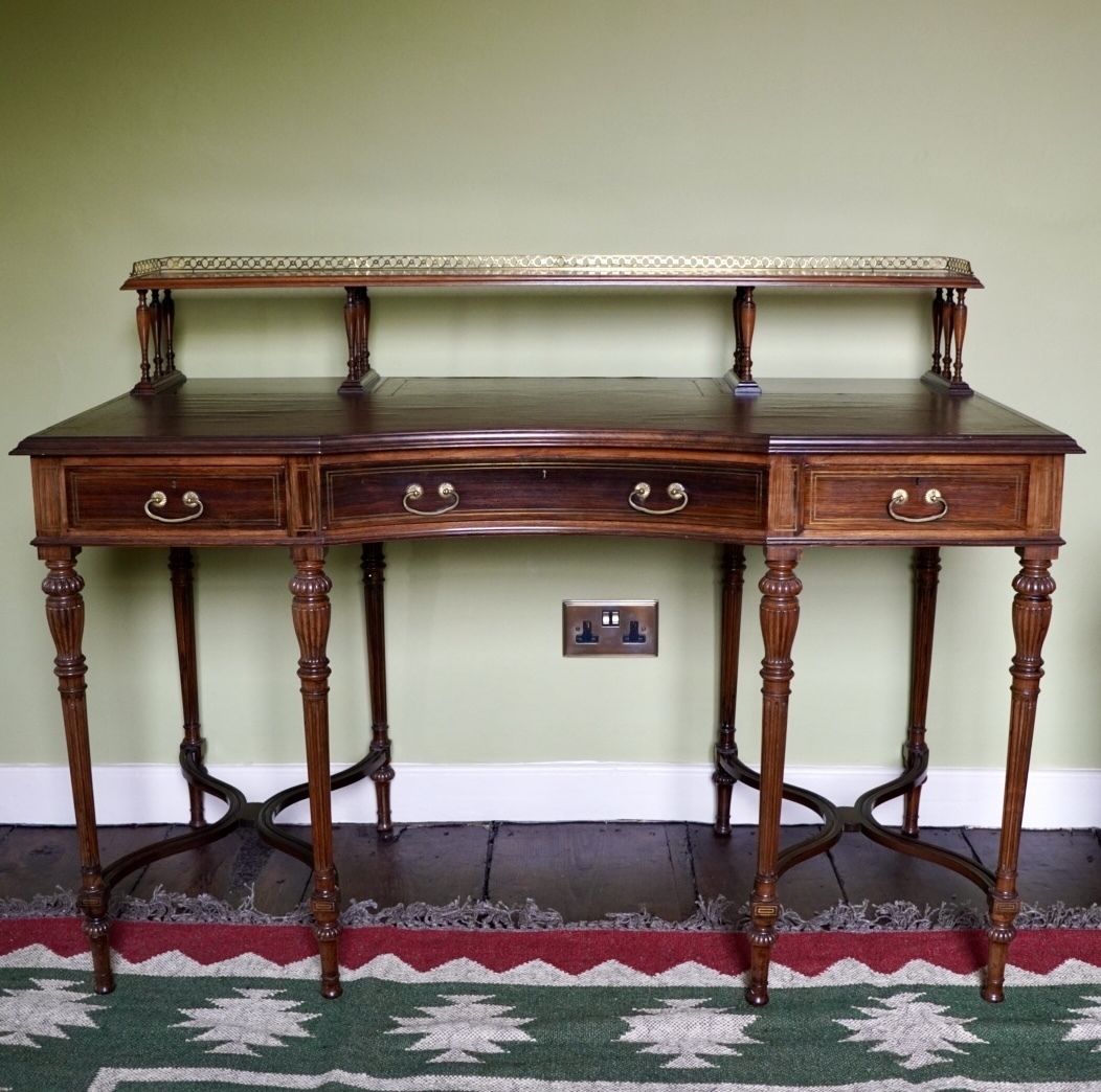 Victorian Rosewood And Brass Strung Writing Desk By Collinson & Lock Of London photo furniture
