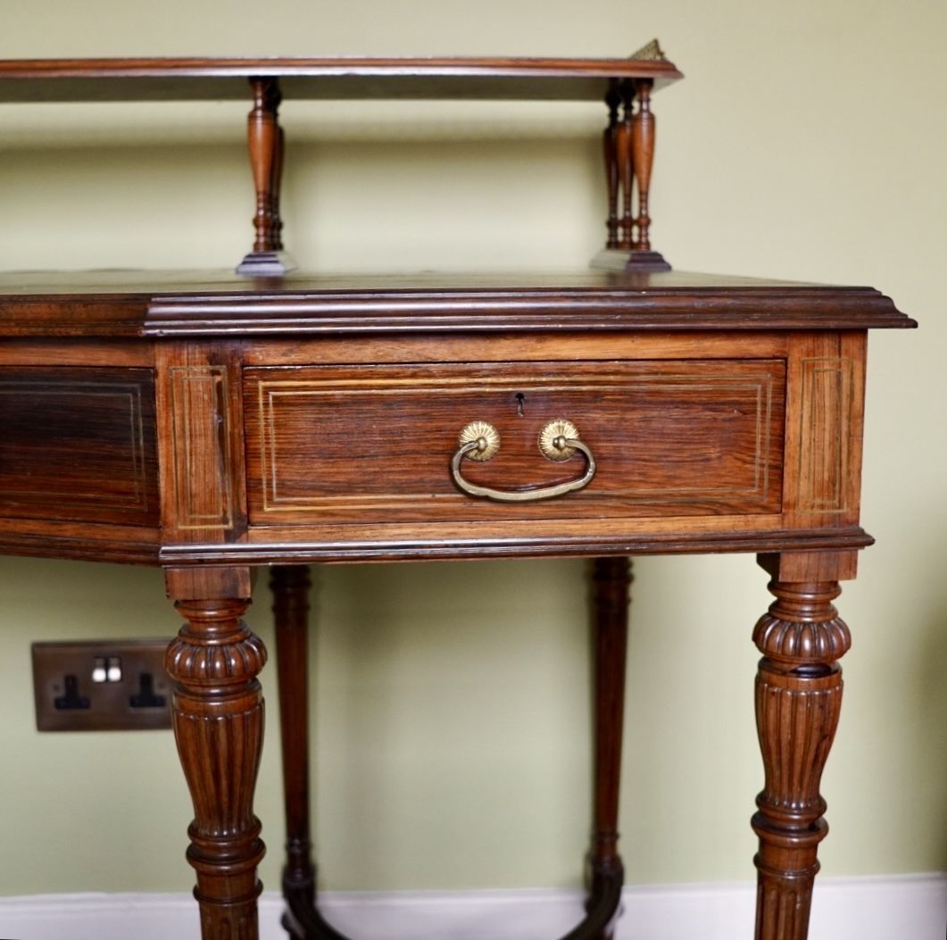 Victorian Rosewood And Brass Strung Writing Desk By Collinson & Lock Of London photo buy