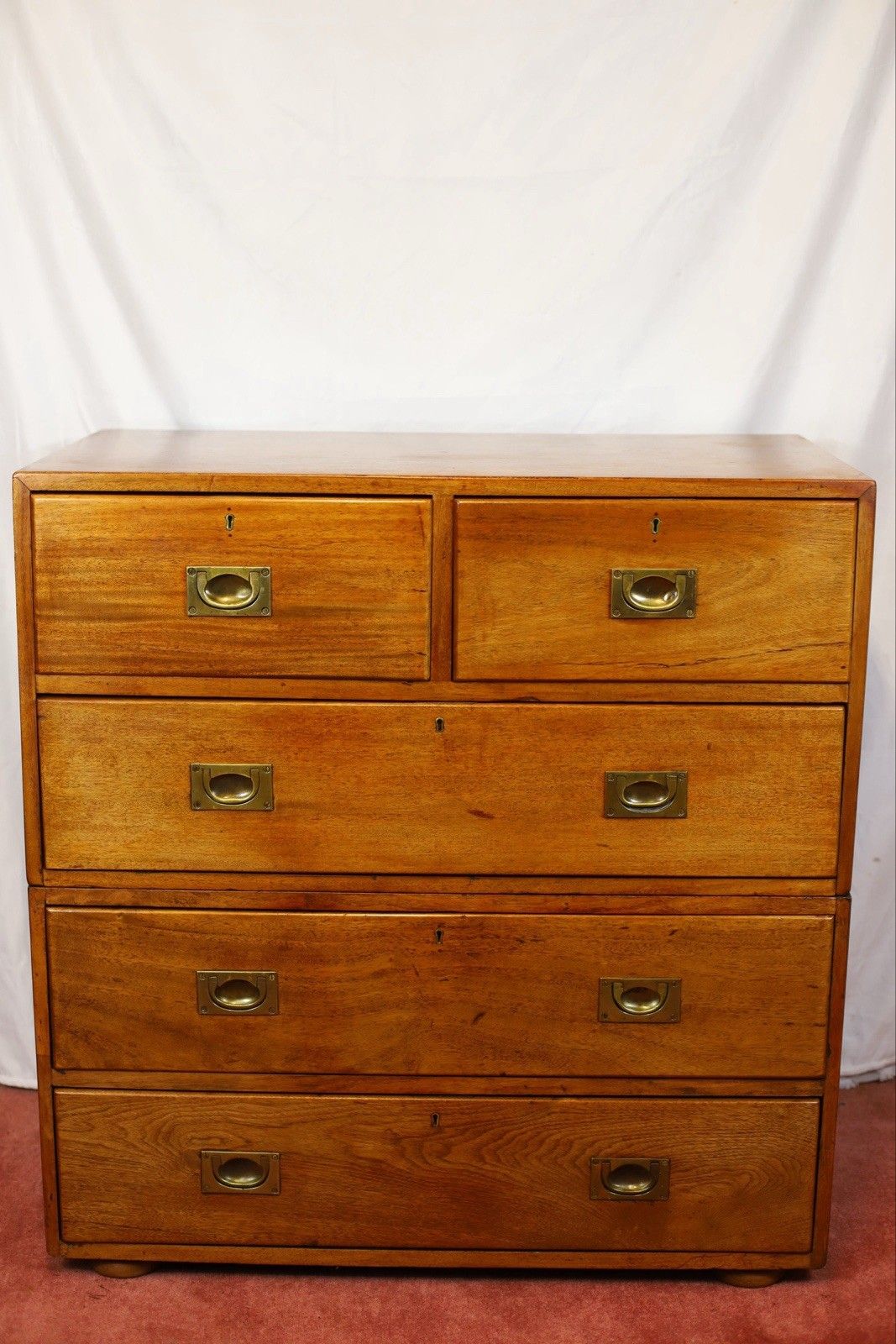 Beautiful Victorian Two Part Campaign Chest Of Drawers