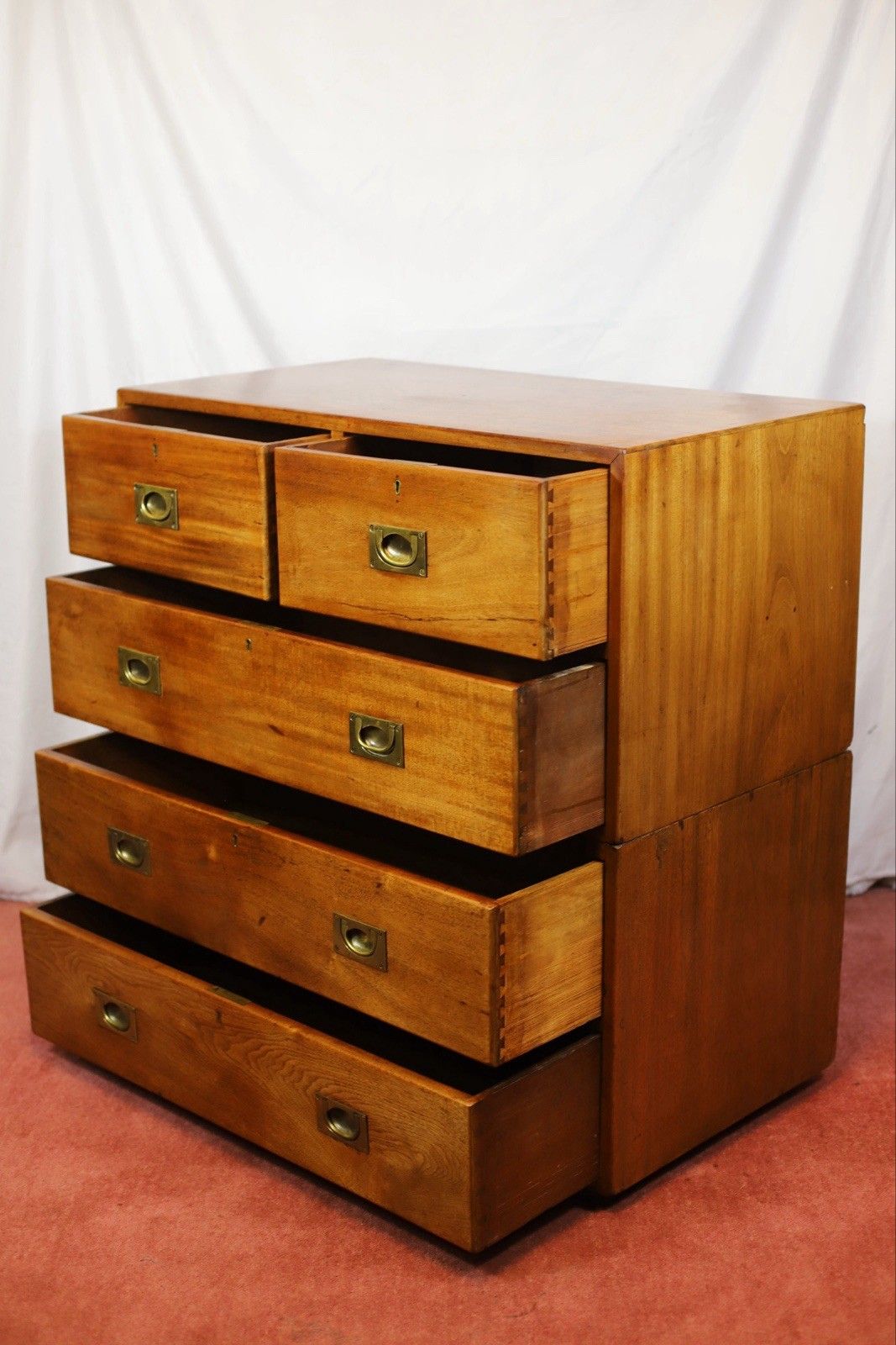 Beautiful Victorian Two Part Campaign Chest Of Drawers photo vintage