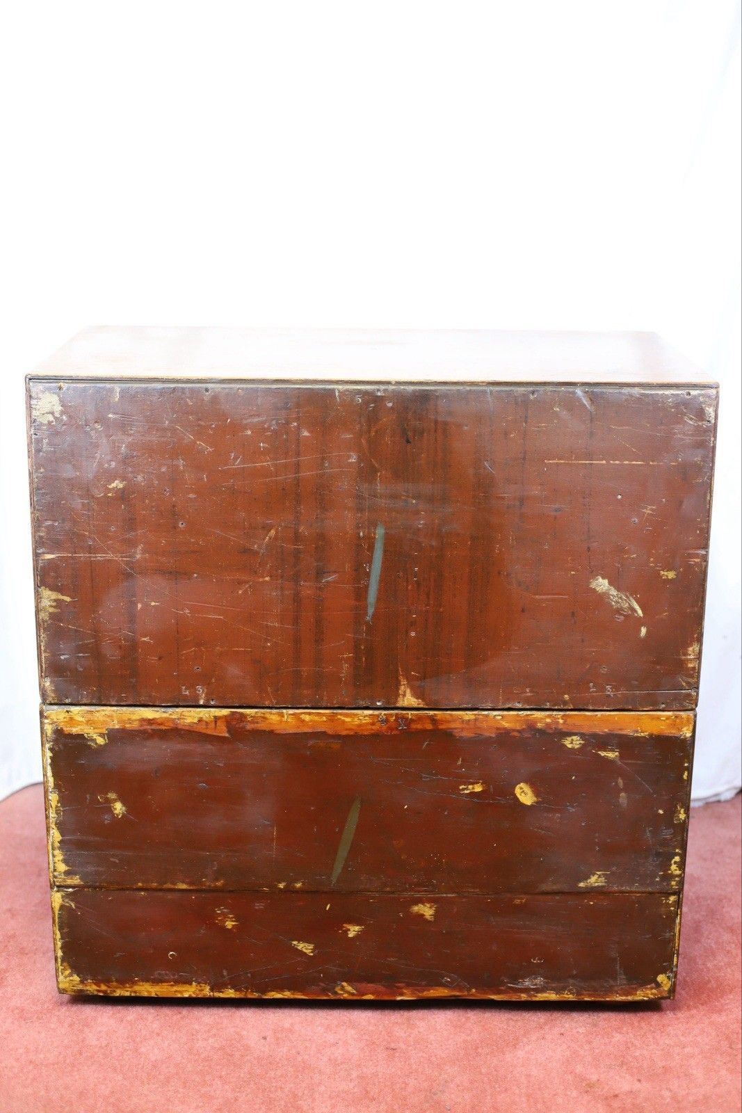 1887.0 Beautiful Victorian Two Part Campaign Chest Of Drawers photo