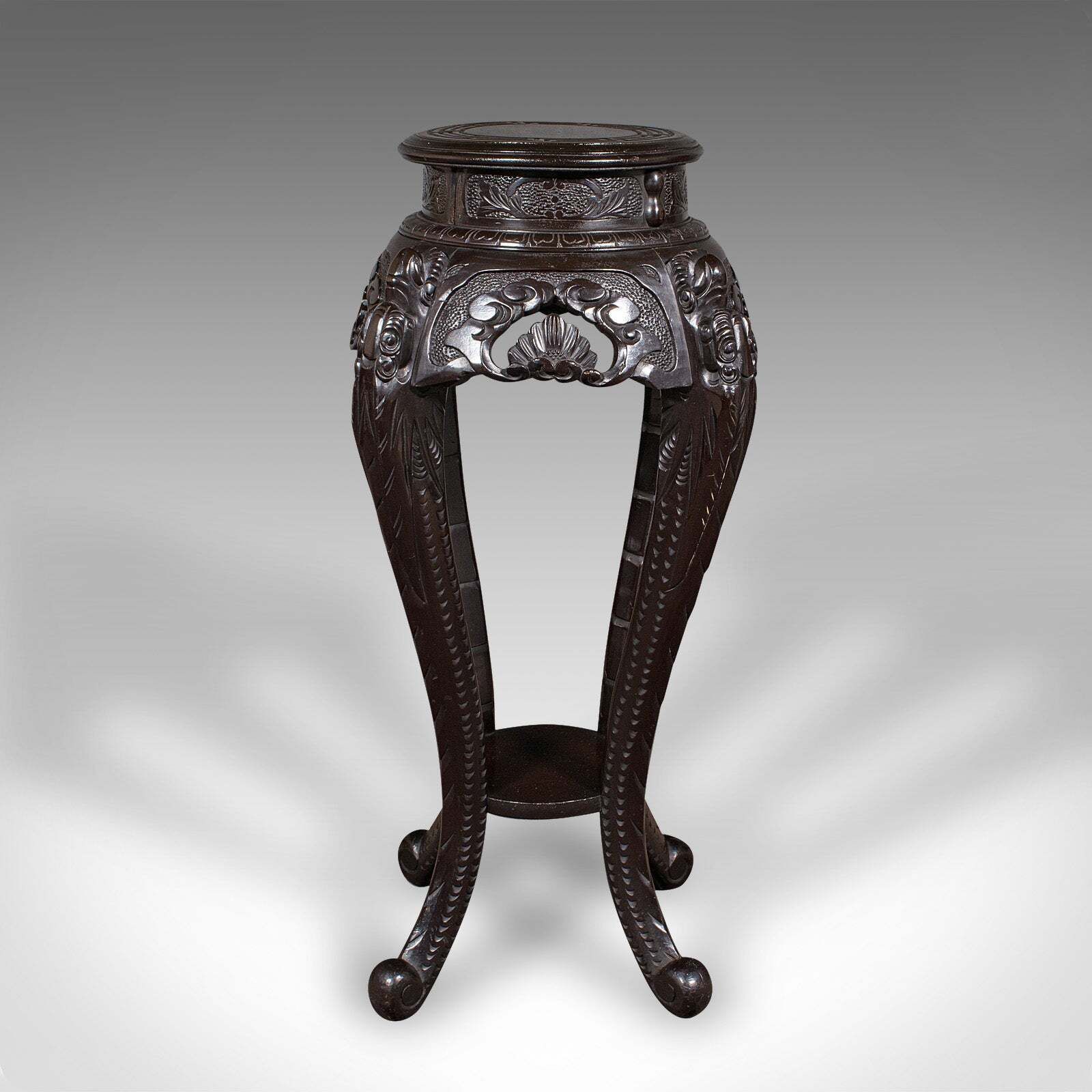 Antique Jardiniere Stand, Japanese, Ebonised, Portico Planter Table, Victorian photo for sale