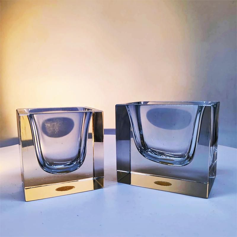 1960s Set Of 2 Rectangular Transparent Ashtray Or Catch All In Murano Glass By Flavio Poli For Seguso. Made In Italy. photo for sale