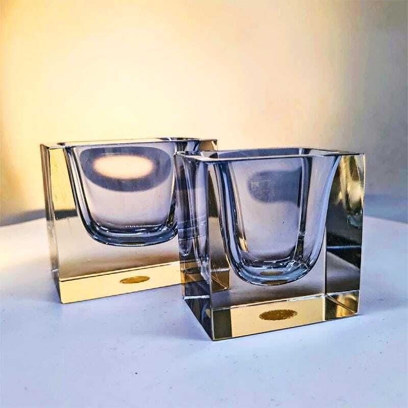 1960s Set Of 2 Rectangular Transparent Ashtray Or Catch All In Murano Glass By Flavio Poli For Seguso. Made In Italy. photo Home Decor