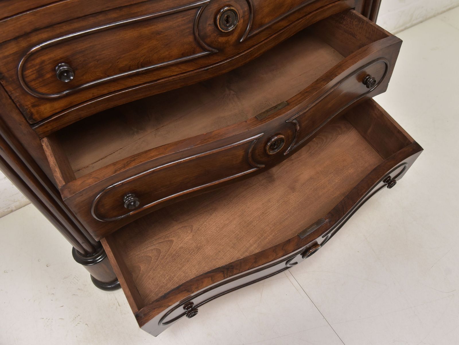 Antique! Chest Of Drawers Restored Walnut Around 1870 Vertiko Tall Chest Of Drawers photo vinterior