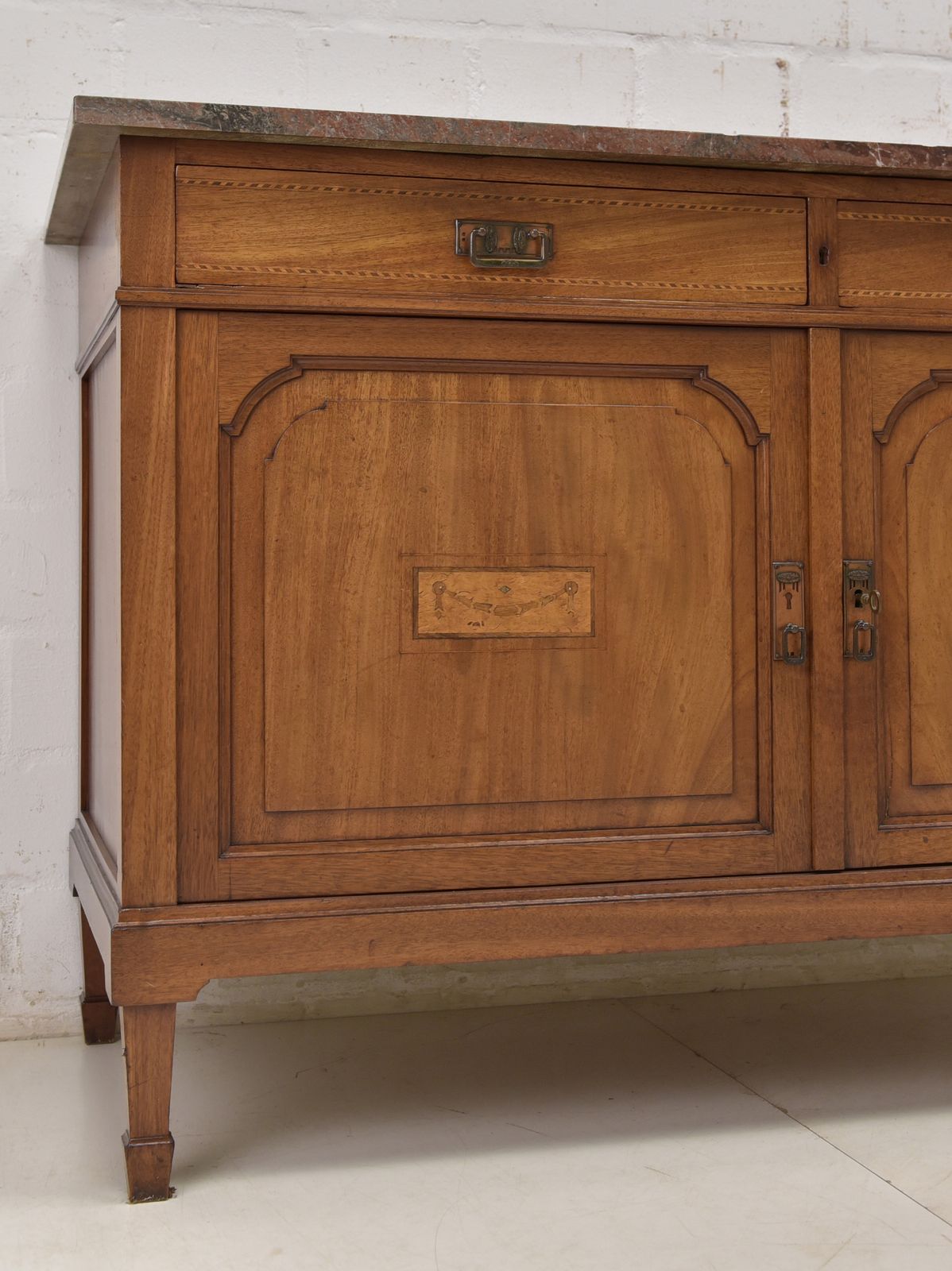 Antique! Chest Of Drawers Restored Mahogany Art Nouveau Marble Sideboard Cabinet photo buy