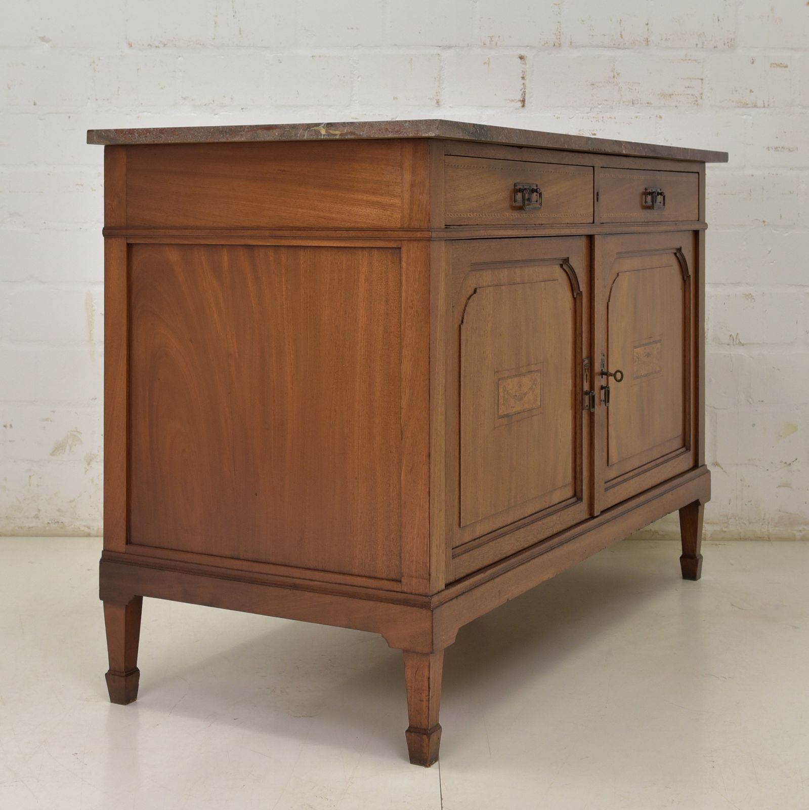 photo furniture Antique! Chest Of Drawers Restored Mahogany Art Nouveau Marble Sideboard Cabinet
