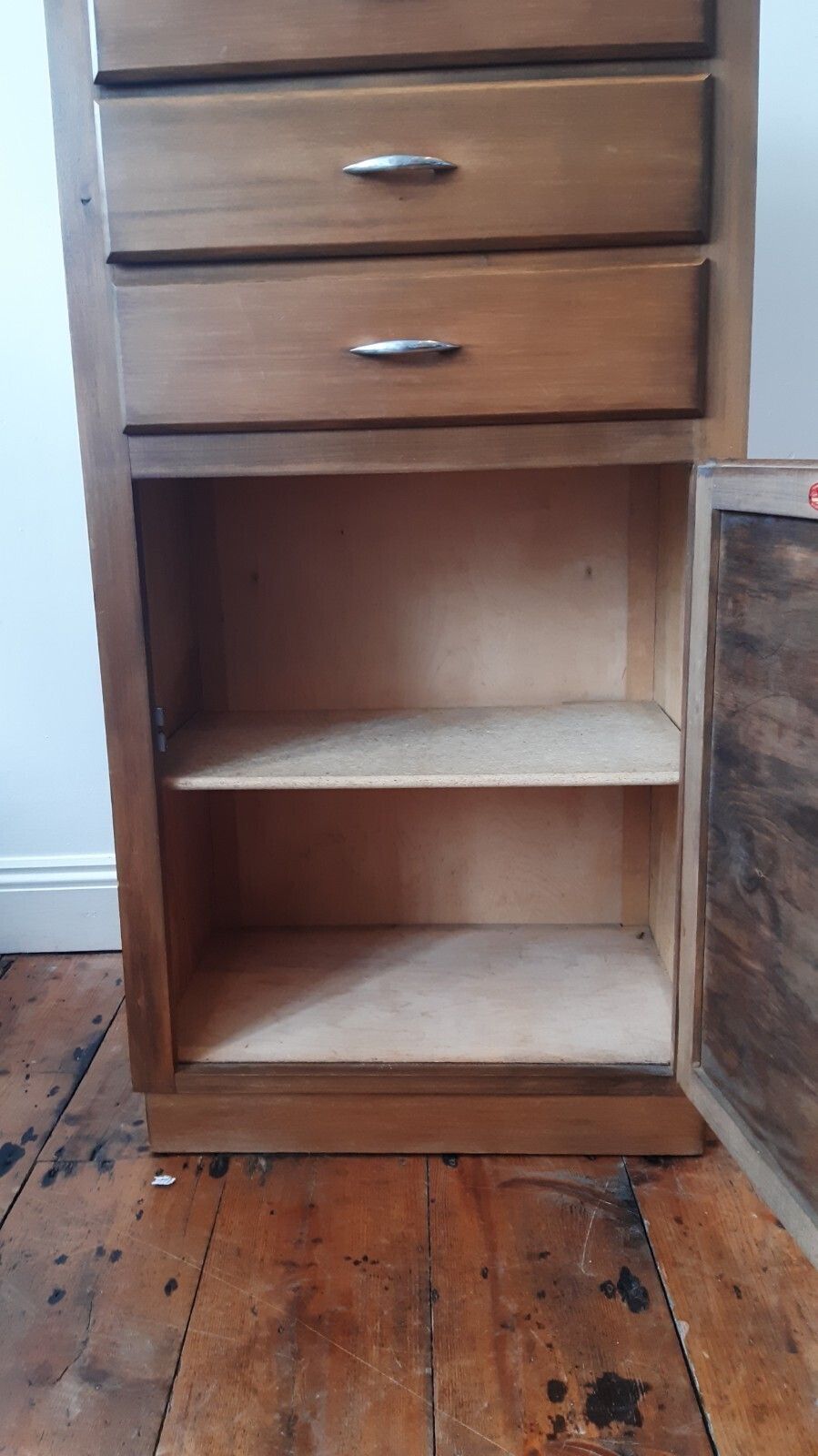 Vintage Teak Solent Furniture Kitchen Cabinet Cupboard Tallboy Chest Of Drawers photo buy