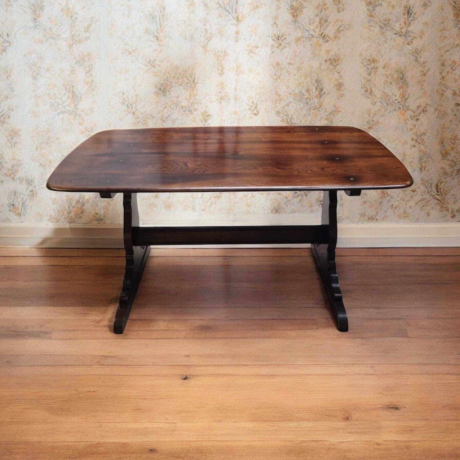 Vintage Ercol Solid Oak Dining Table C1970 / Seats 4 6