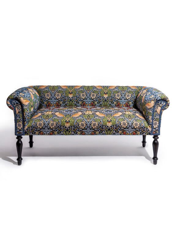 William Morris Strawberry Thief Occasional Sofa   Hand Made In The Uk