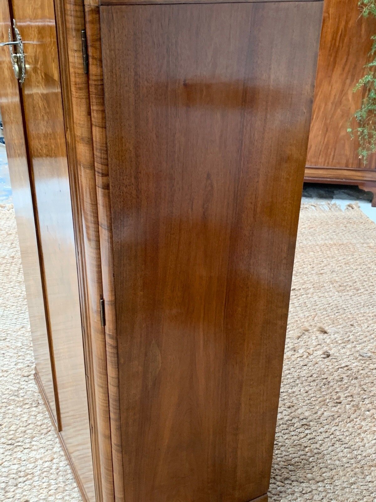 photo furniture Small Art Deco Figured Walnut Wardrobe Armoire Tallboy
