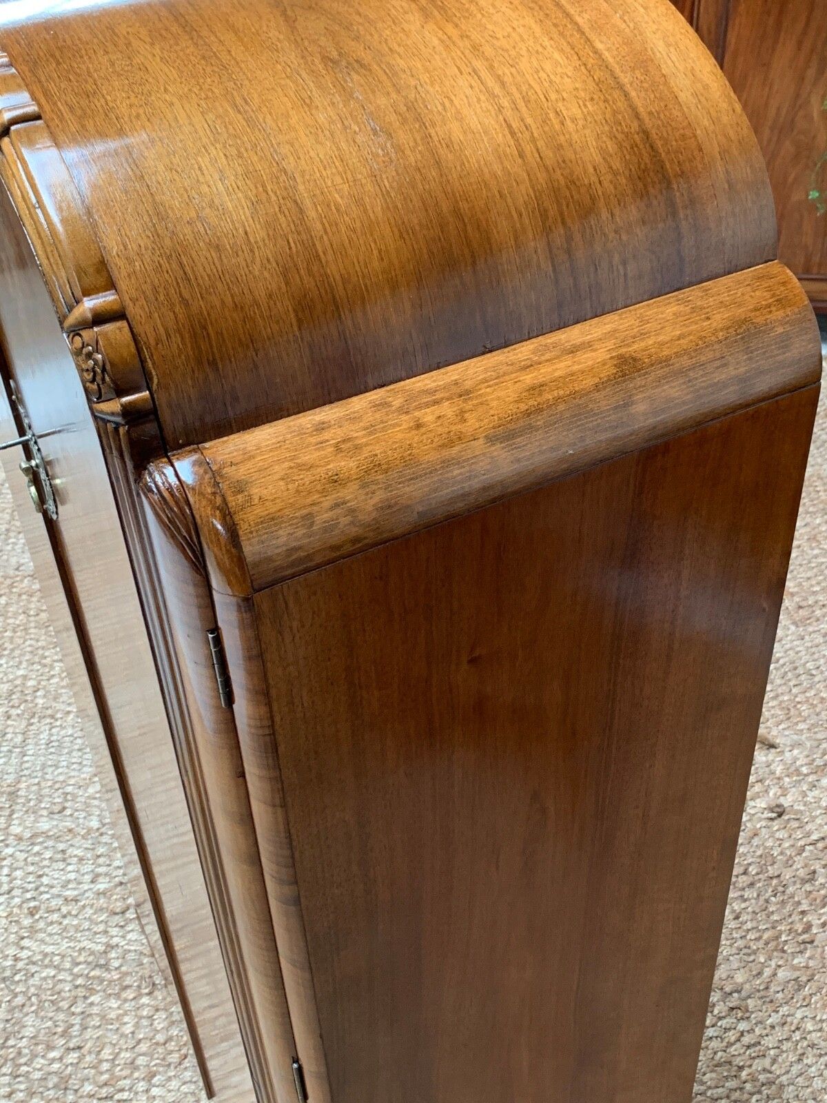 photo for sale Small Art Deco Figured Walnut Wardrobe Armoire Tallboy