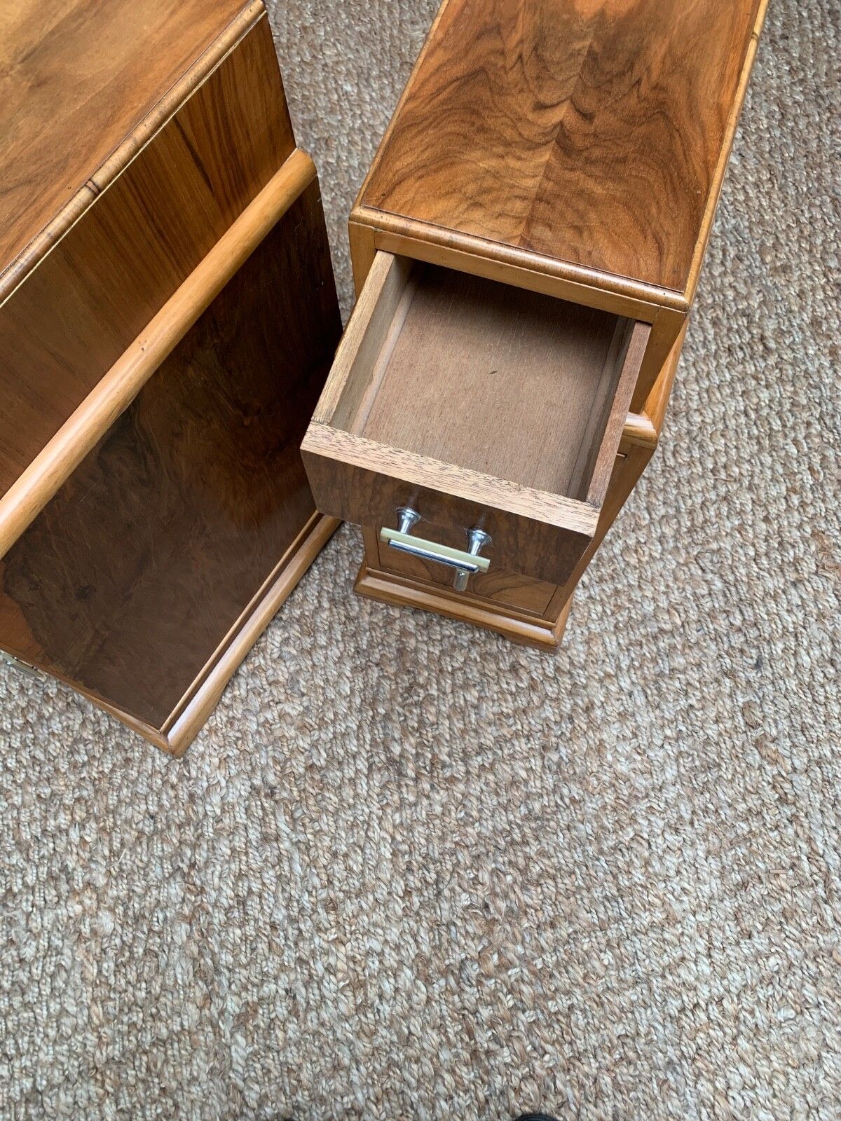 1400.0 Art Deco Walnut Bedside Cabinet photo