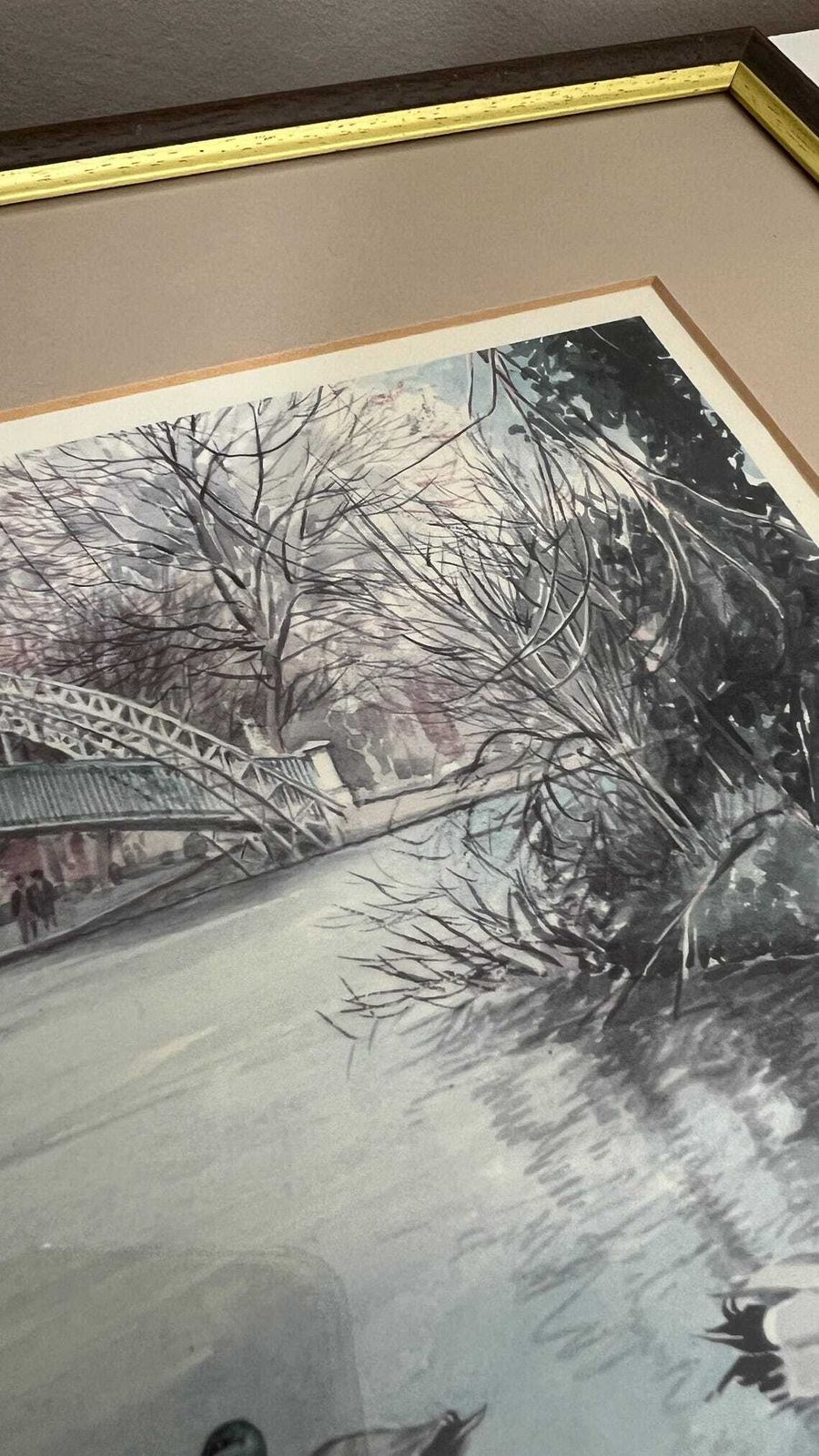 Signed Limited Edition Watercolour Print Of The Suspension Bridge  Bedford By Bernard West photo 81.0