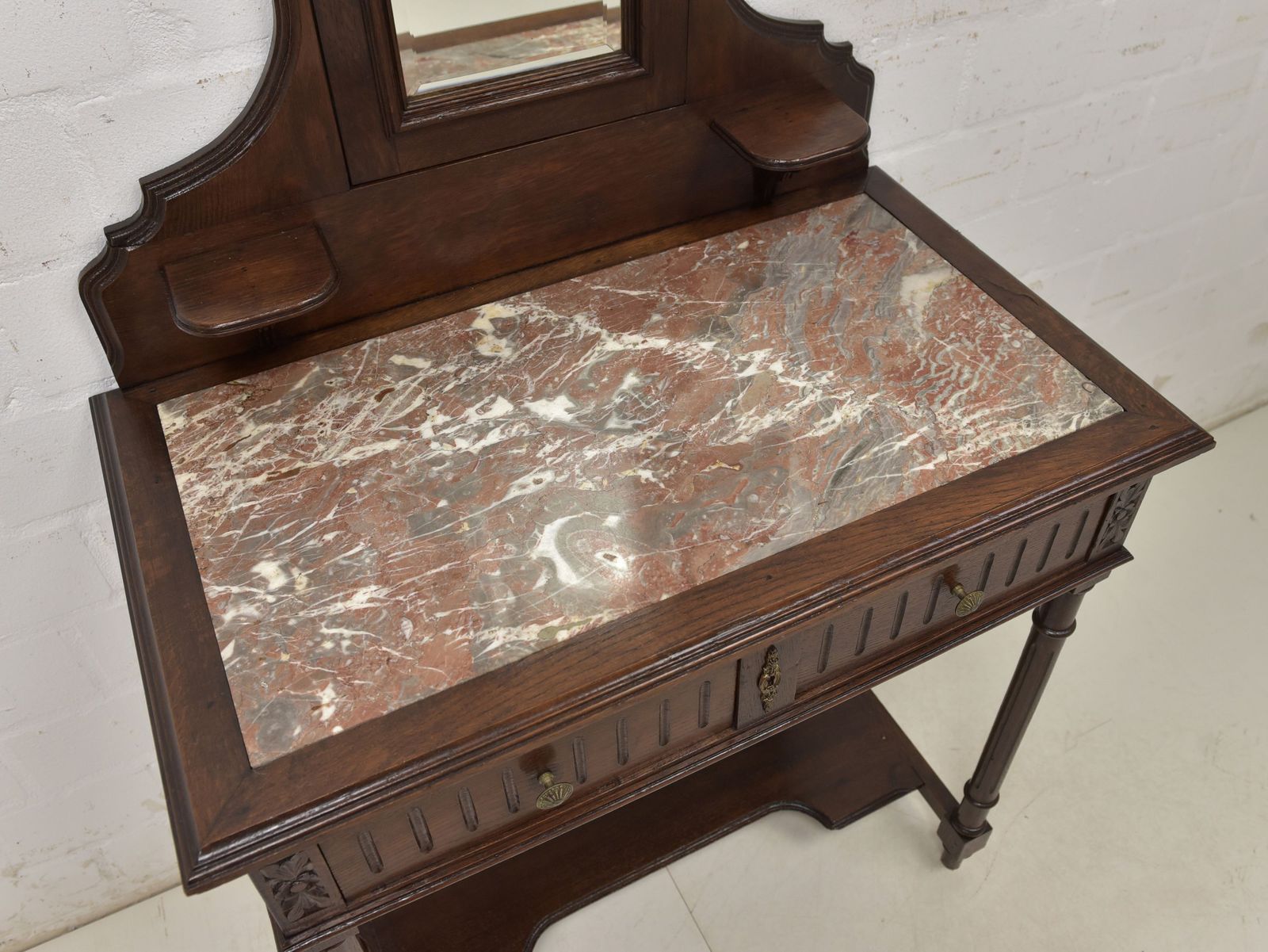 Antique! Dressing Table Restored Historicism 1900 Solid Oak Console Table photo Furniture