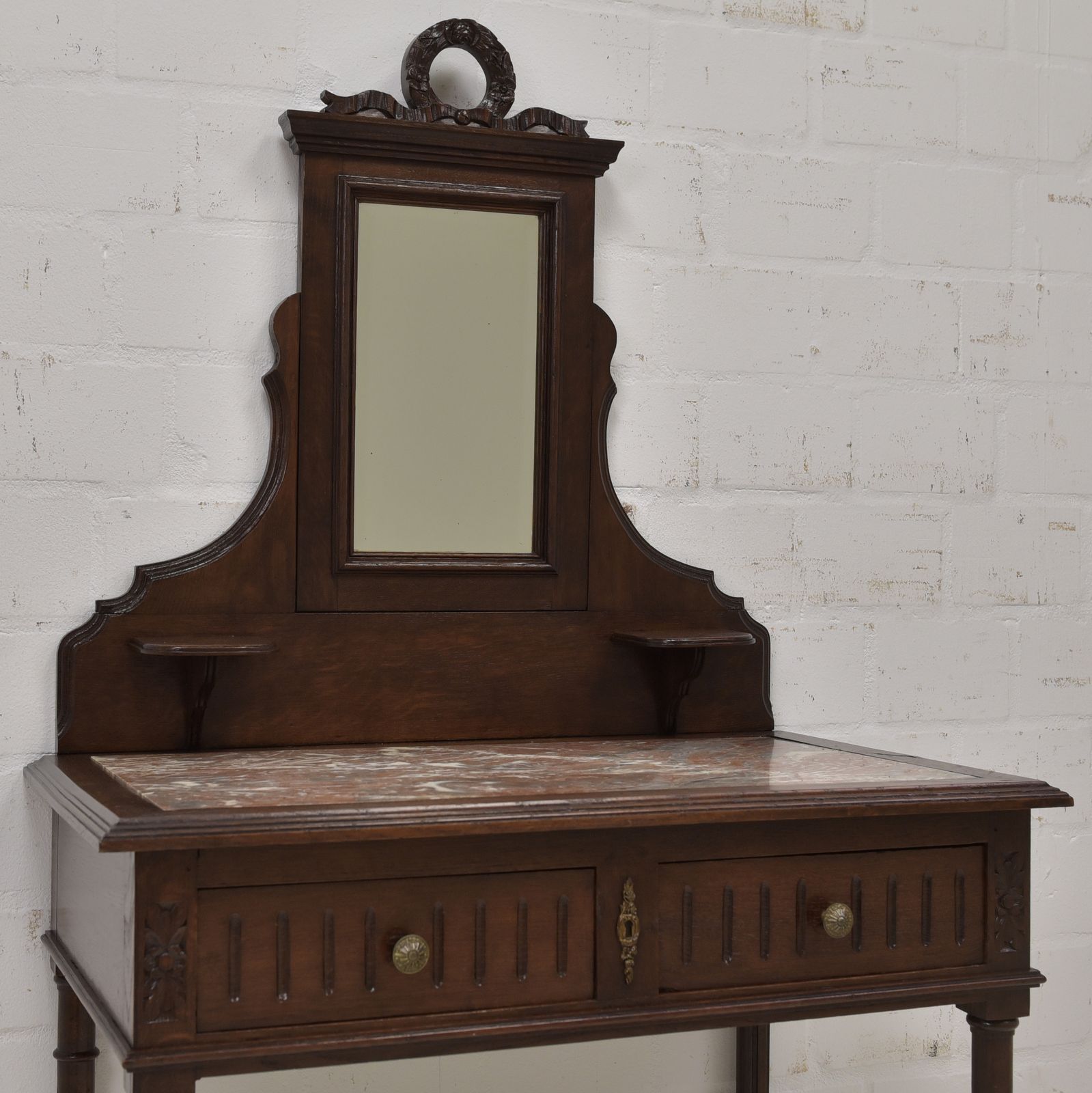 photo furniture Antique! Dressing Table Restored Historicism 1900 Solid Oak Console Table