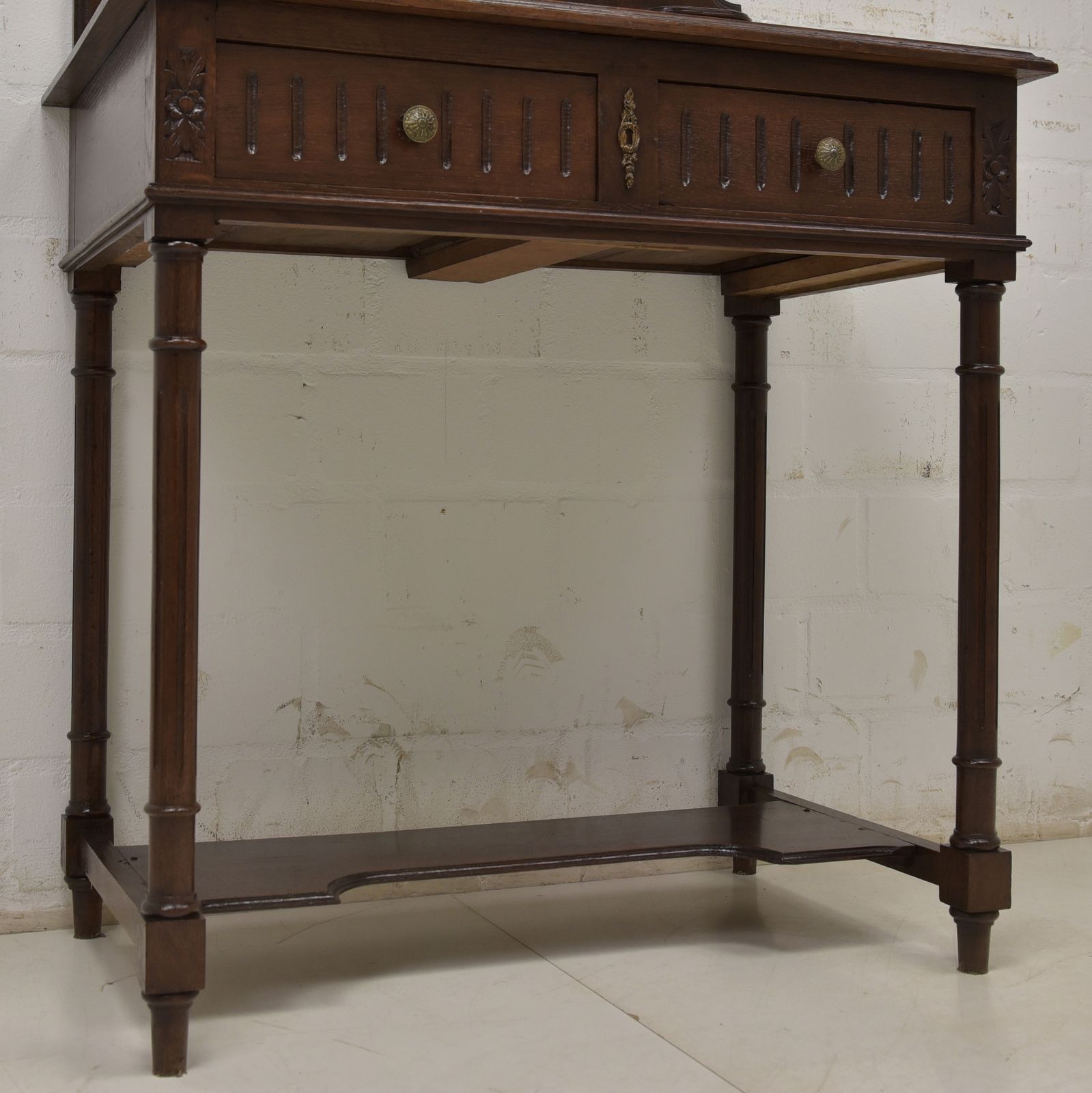 photo for sale Antique! Dressing Table Restored Historicism 1900 Solid Oak Console Table