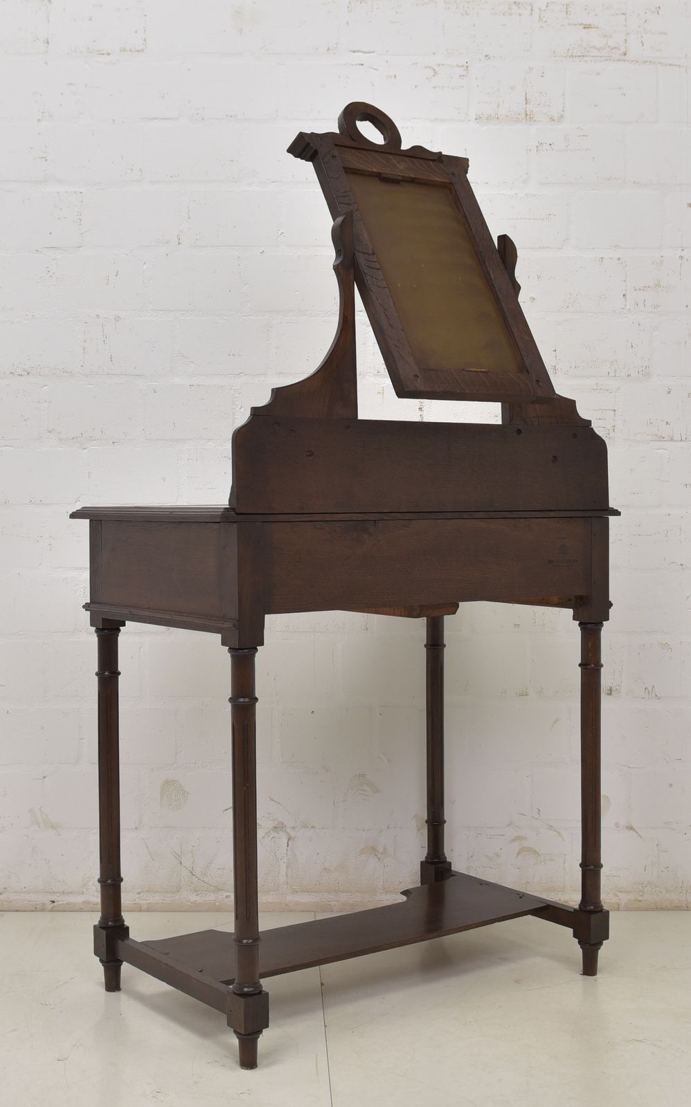 747.0 Antique! Dressing Table Restored Historicism 1900 Solid Oak Console Table photo