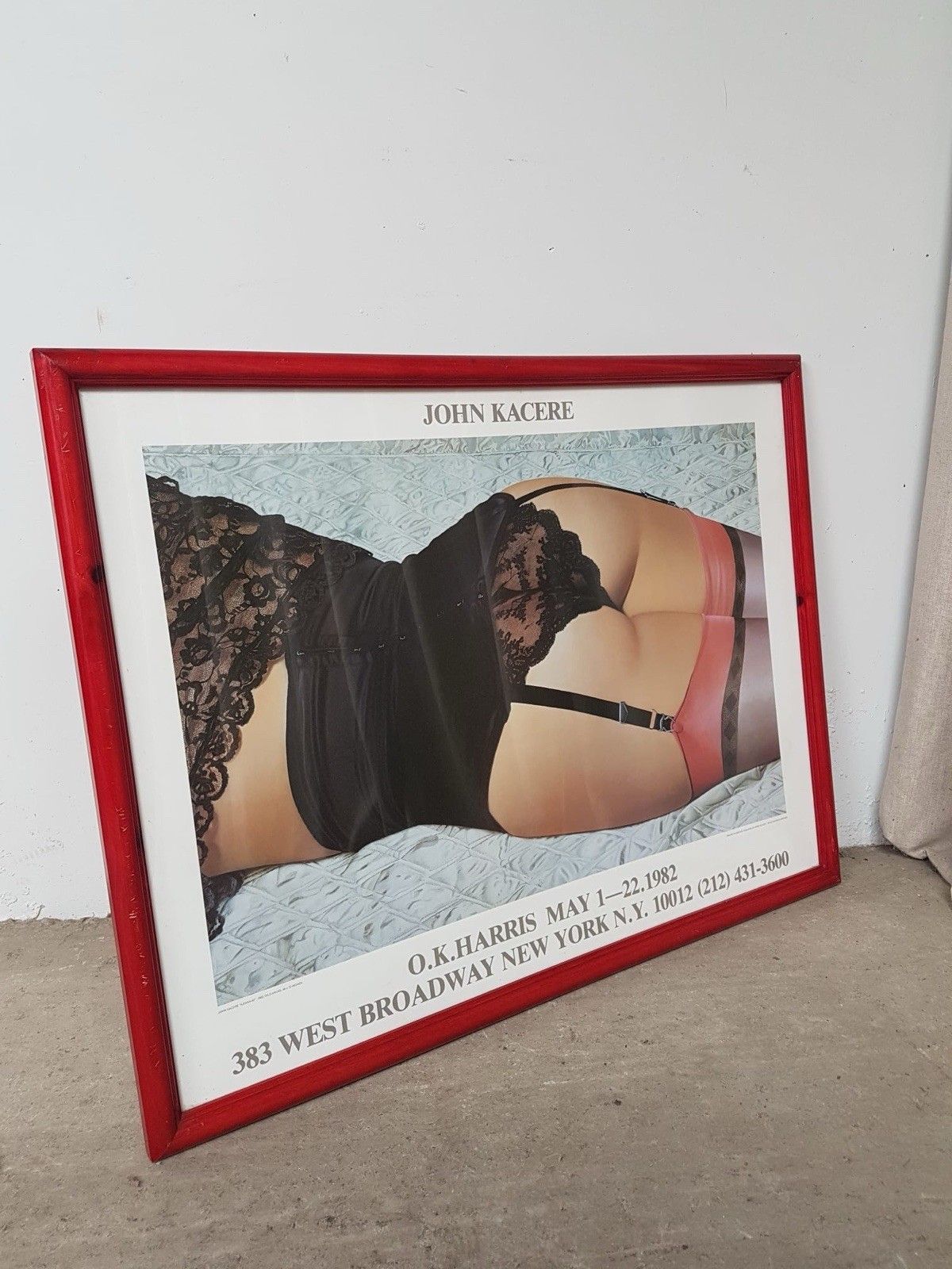 Vtg Late Mid Century 80s John Kacere Ileana 82 Framed Exhibition Poster R869 photo for sale