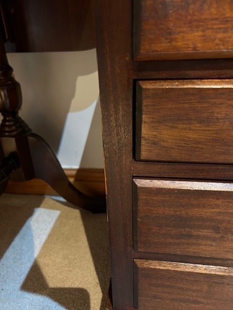 Bespoke Handcrafted And Vintage Set Of Drawers With Red Leatherette Top photo vinterior
