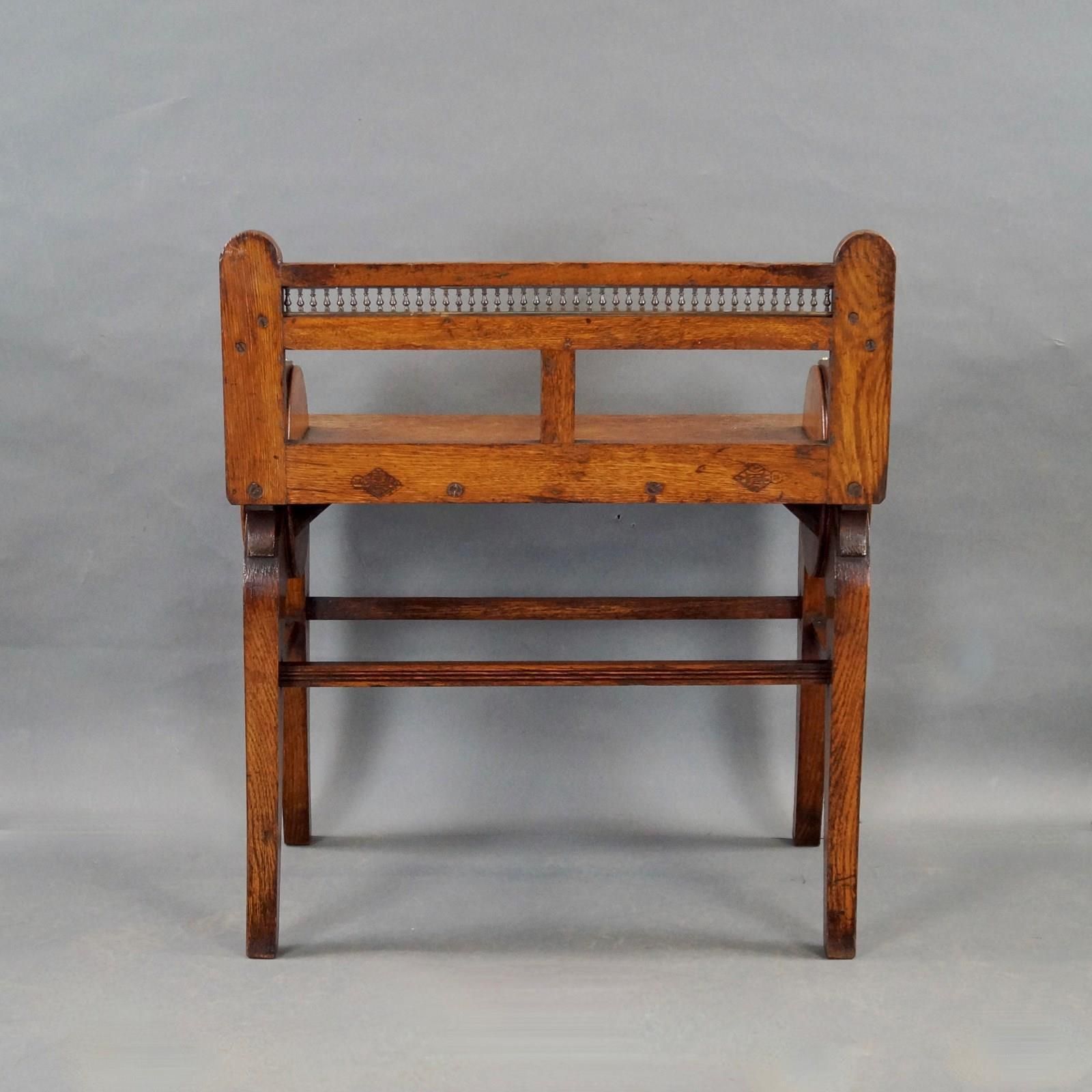 An Oak And Brass Mounted Hall Bench By James Shoolbred & Co. photo 2350.0