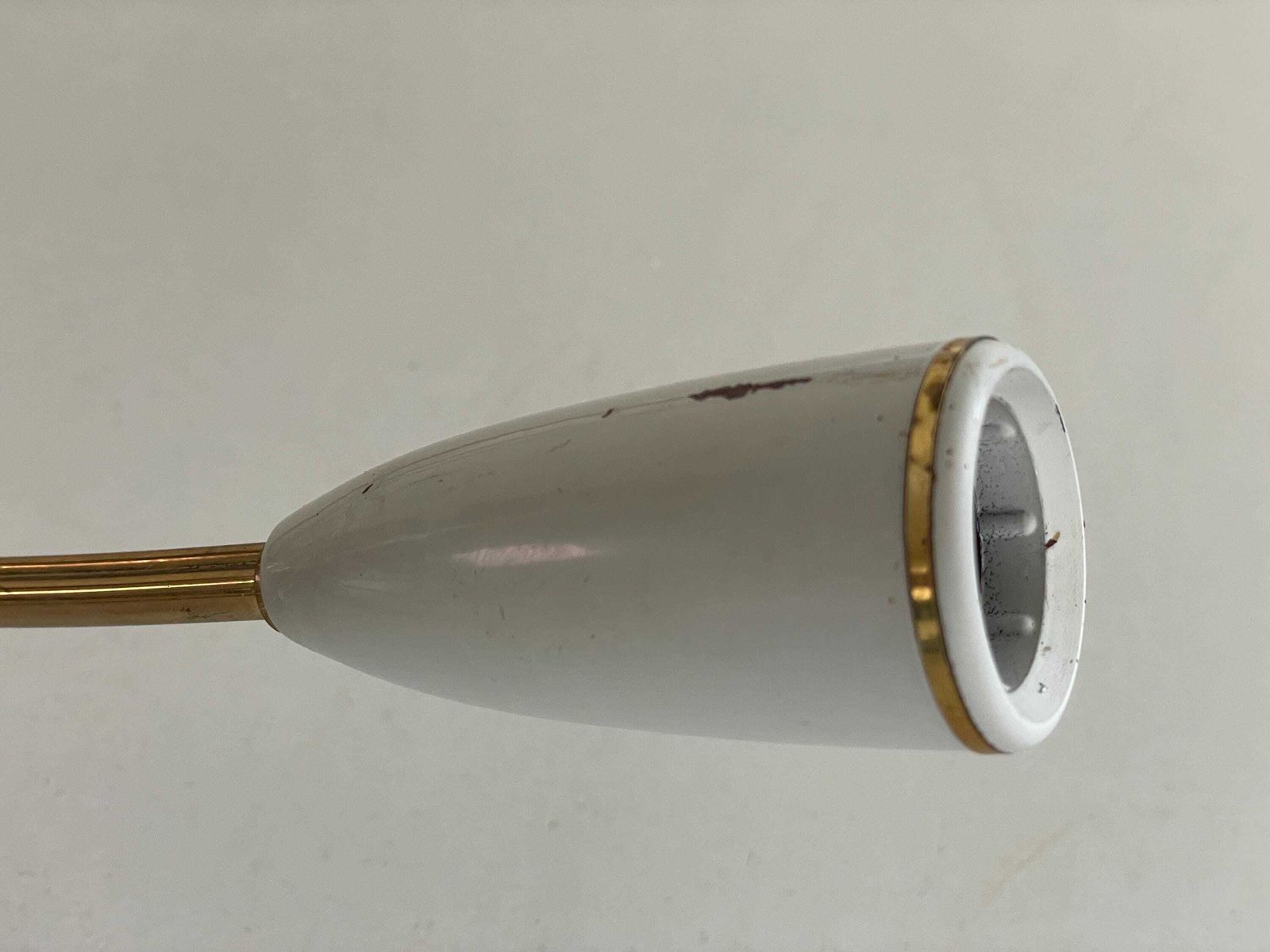 Mid Century Gray Metal And Brass Body 12 Armed Sputnik Ceiling Lamp, 1950s, Germany photo Lighting