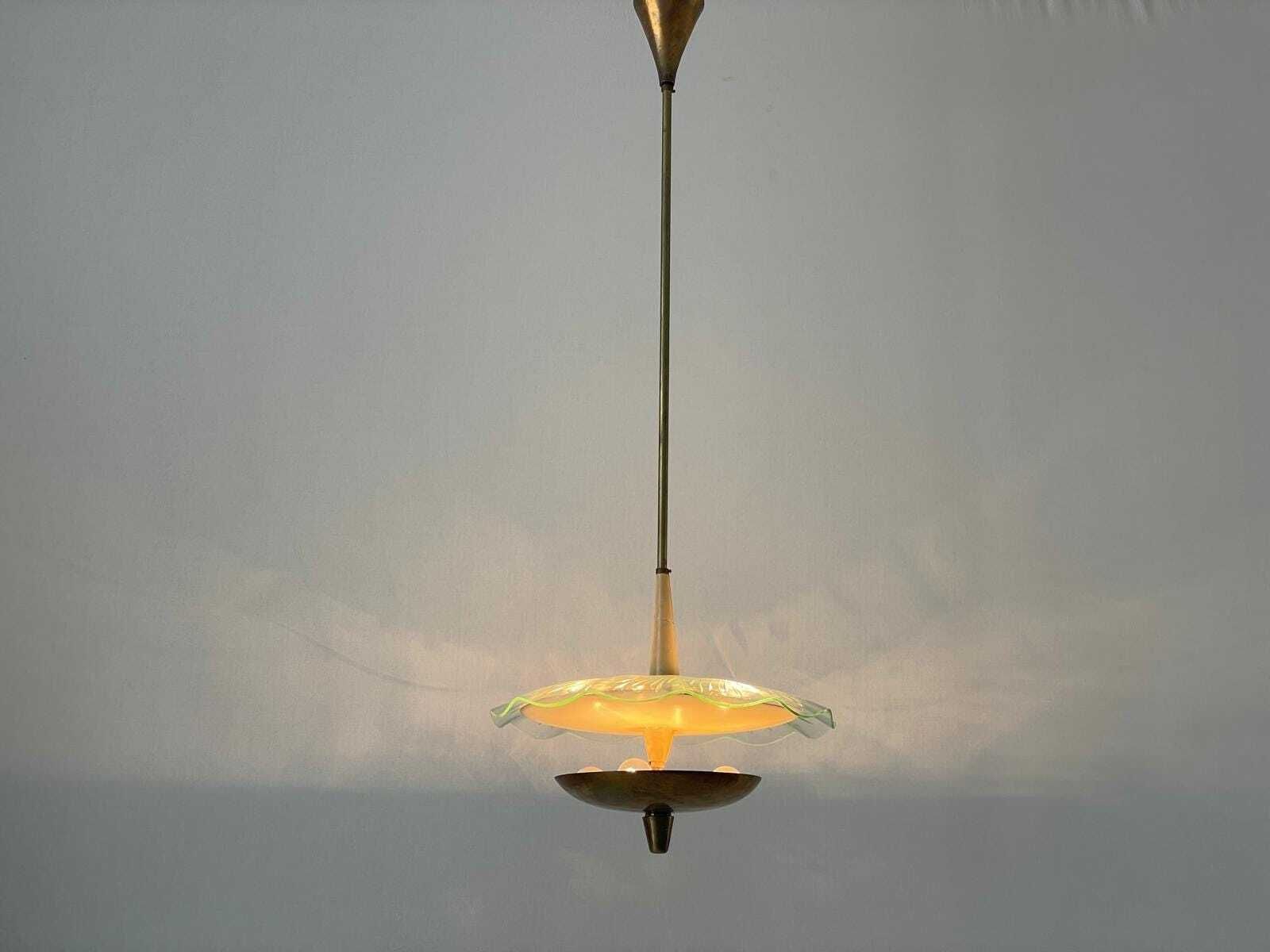 Brass And Glass Ceiling Lamp Attributed To Gino Sarfatti For Arteluce, 1950s, Italy photo Lighting