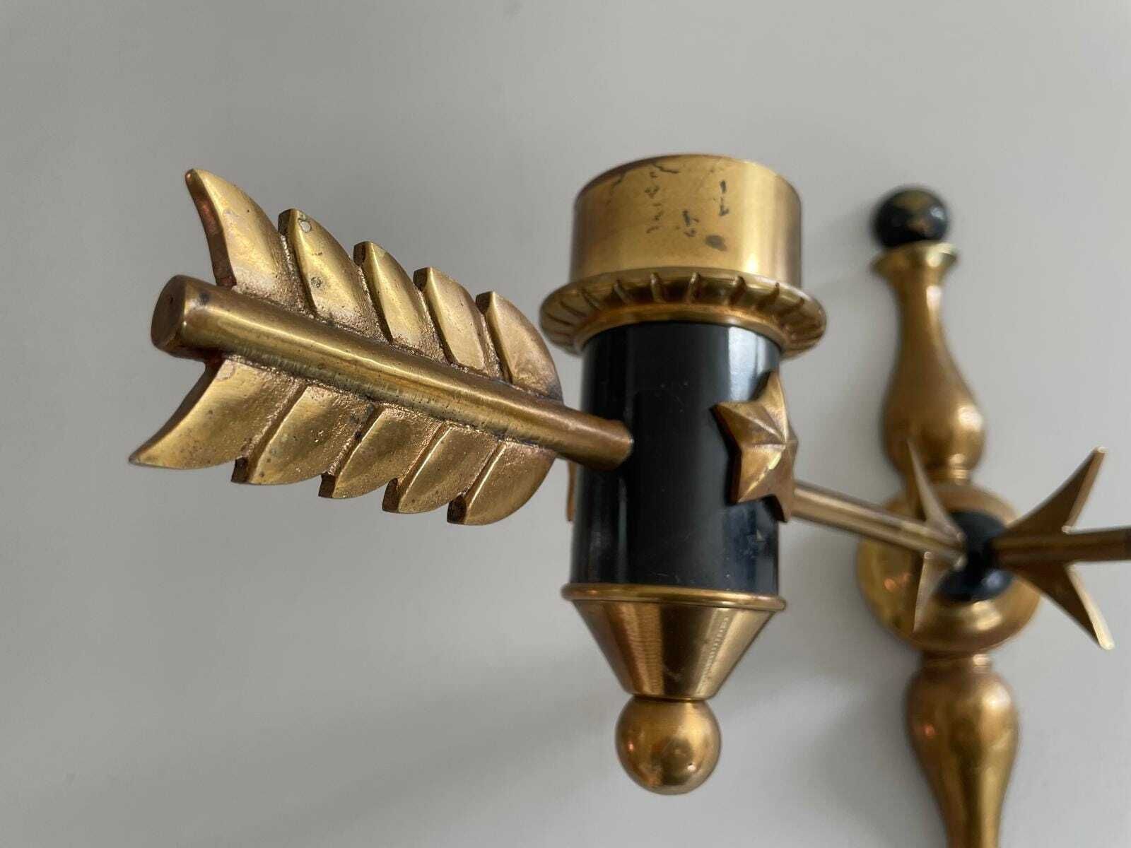 Mid Century Brass Arrow Pair Of Sconces, 1960s, France photo 872.0