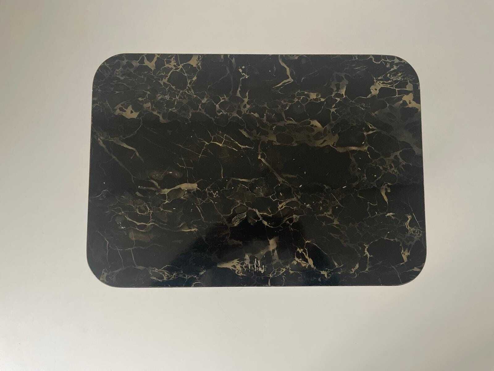 Marble Looking Top Set Of 4 Serving Tables By Artex Green Corp, Folding Stack Tables With Stand, Made In USA photo vinterior