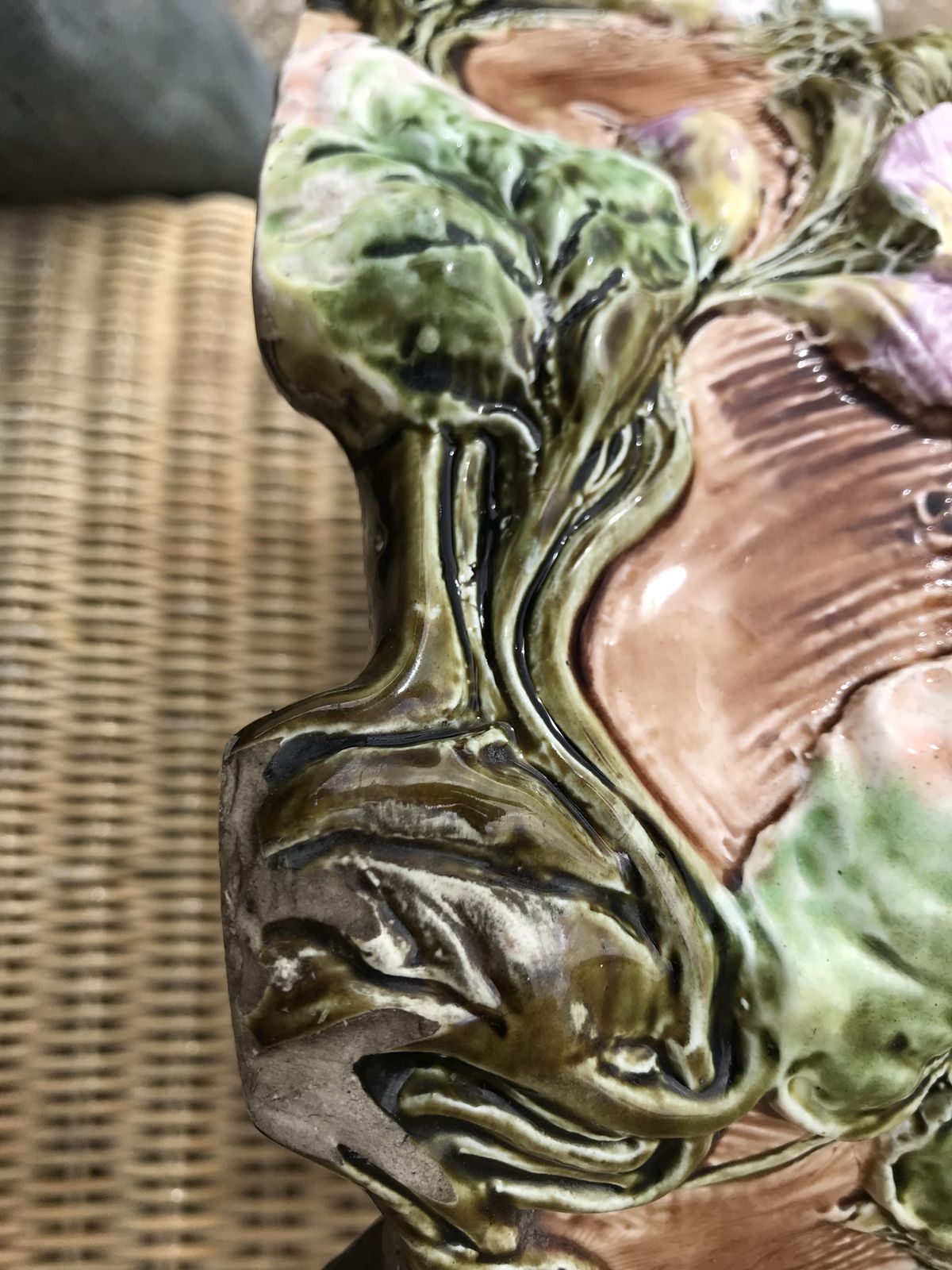 photo vintage Continental Majolica Figural Flower Vase Circa 1895