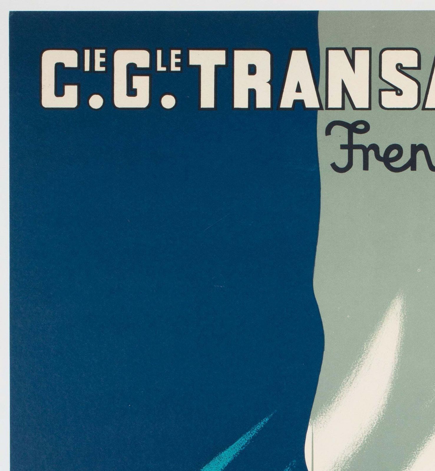 Cie Gle Transatlantique 1950s French Line Large Travel Poster, Paul Colin photo for sale
