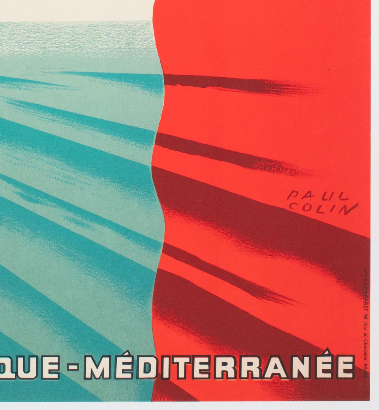 Cie Gle Transatlantique 1950s French Line Large Travel Poster, Paul Colin photo vintage