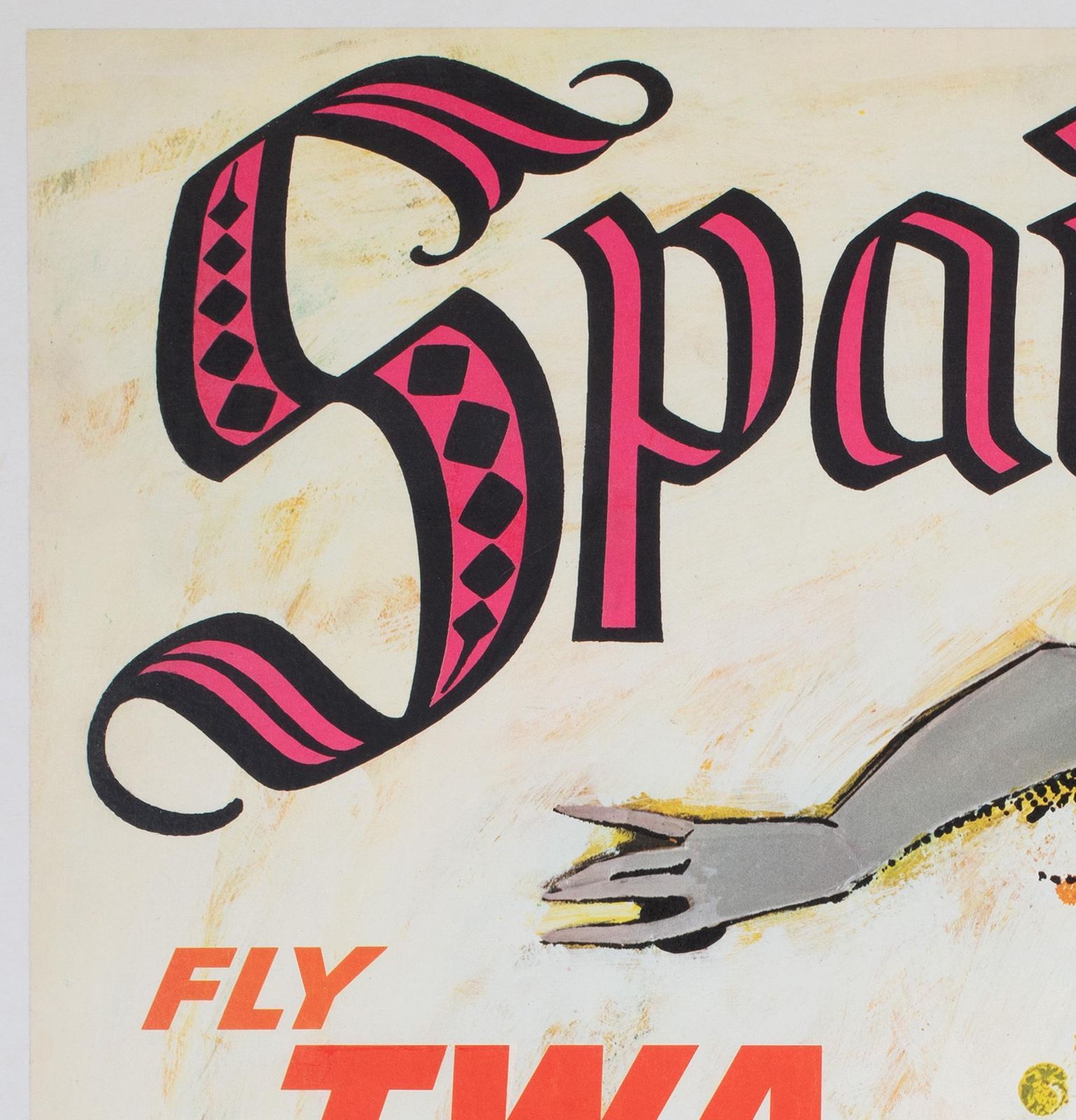 Twa Spain 1960s Airline Travel Advertising Poster, David Klein photo for sale